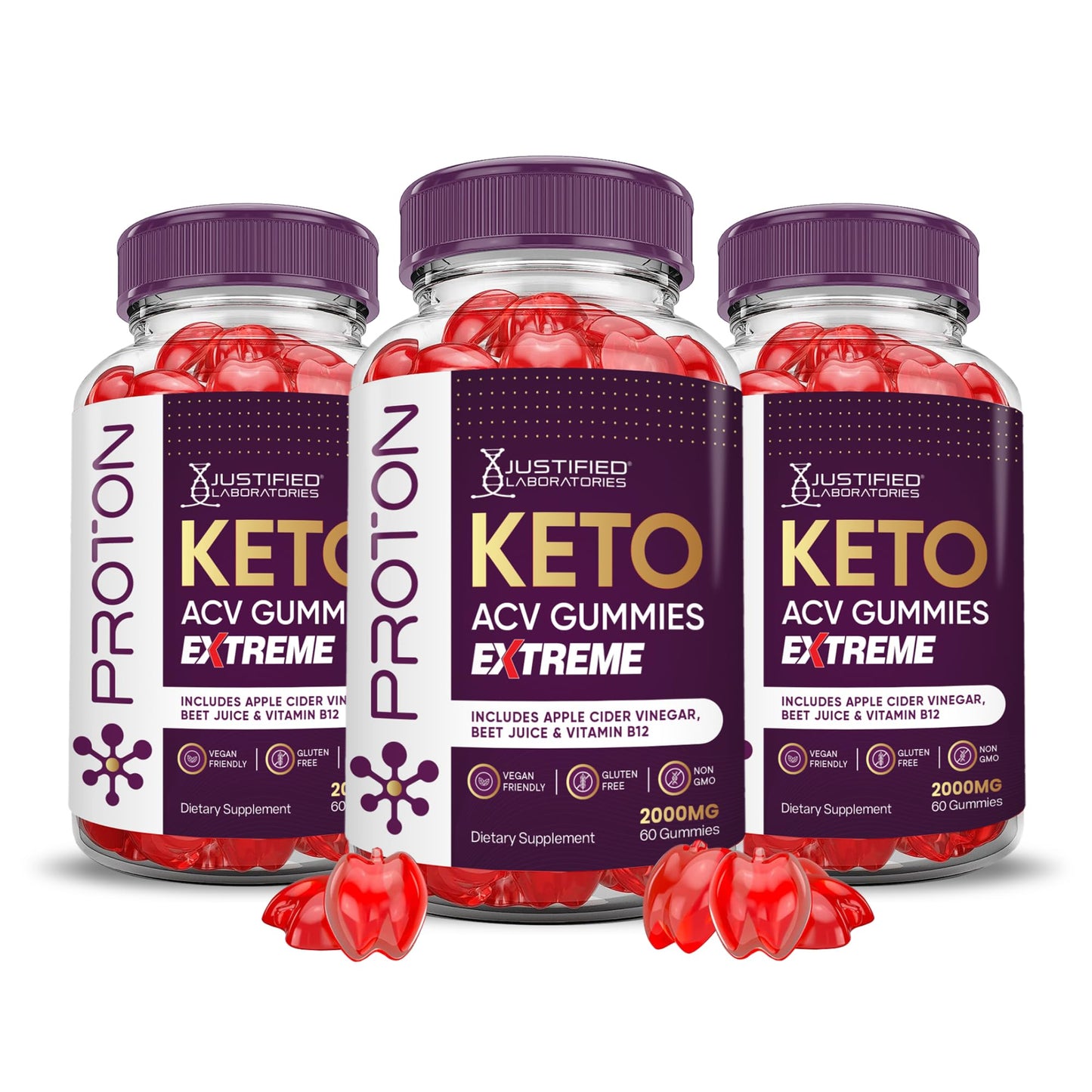 Justified Laboratories Proton Keto ACV Gummies Extreme, 180 Gummies