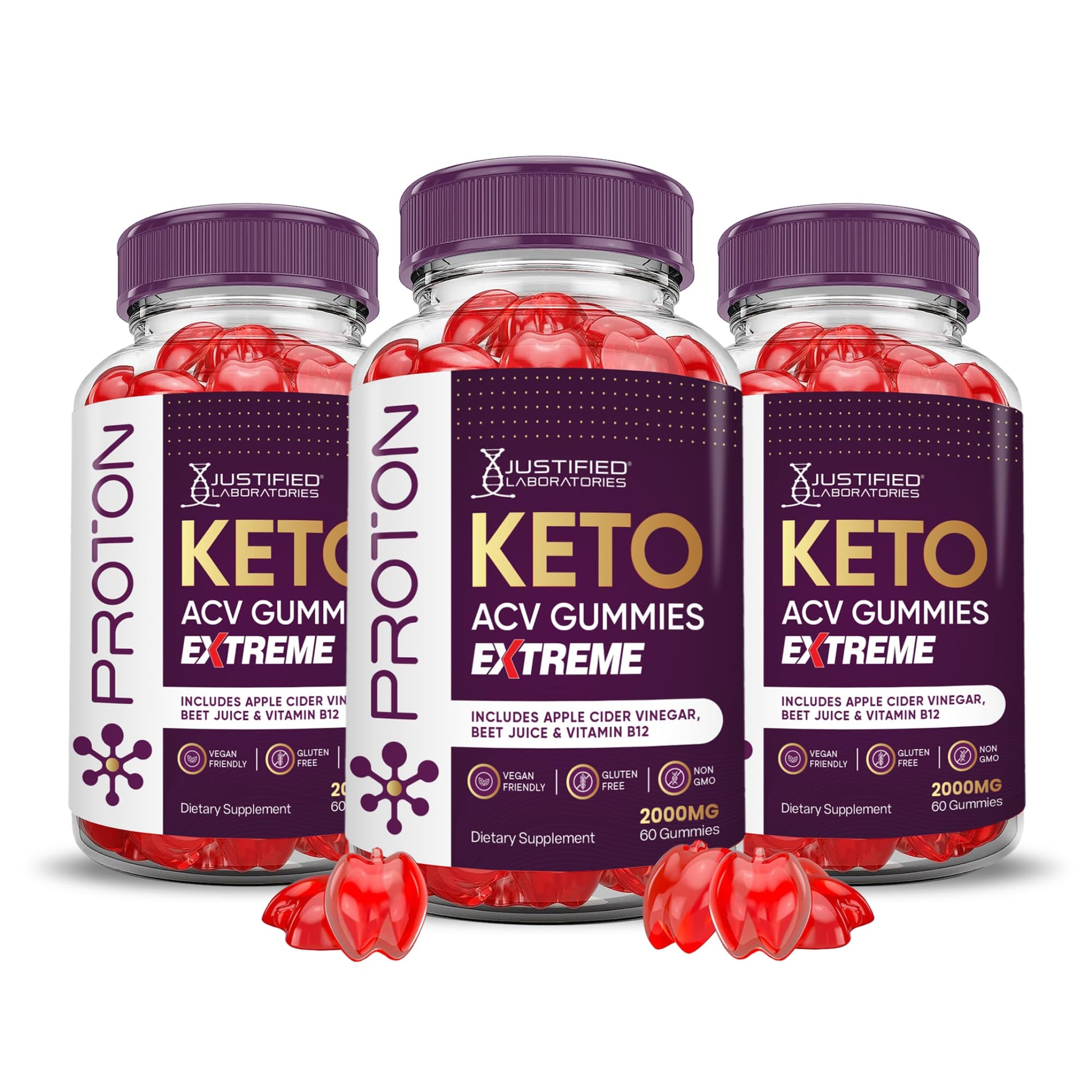 Justified Laboratories Proton Keto ACV Gummies Extreme, 180 Gummies
