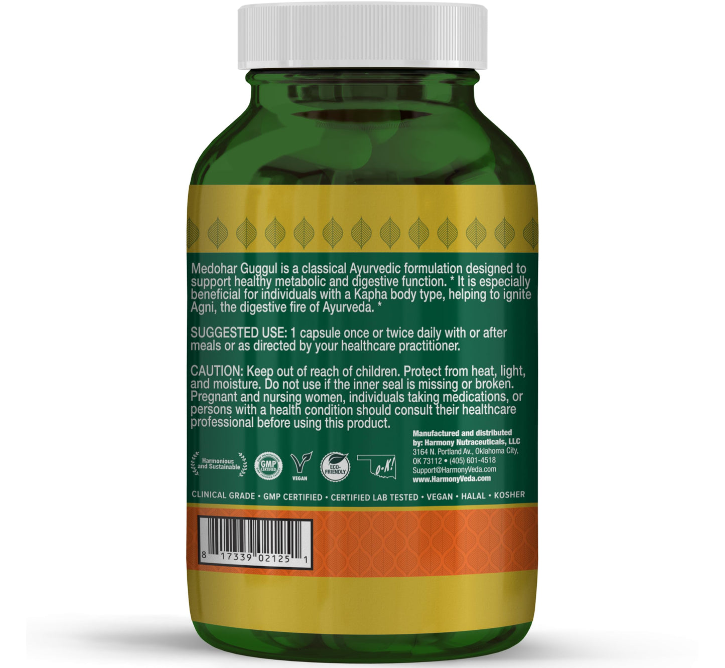 Harmony Nutraceuticals Medohar Guggul – Metabolism & Digestive Function Support – Traditional Ayurvedic Herbal Formula – Dr. Gumman’s Clinical Grade Capsules, 120 Count
