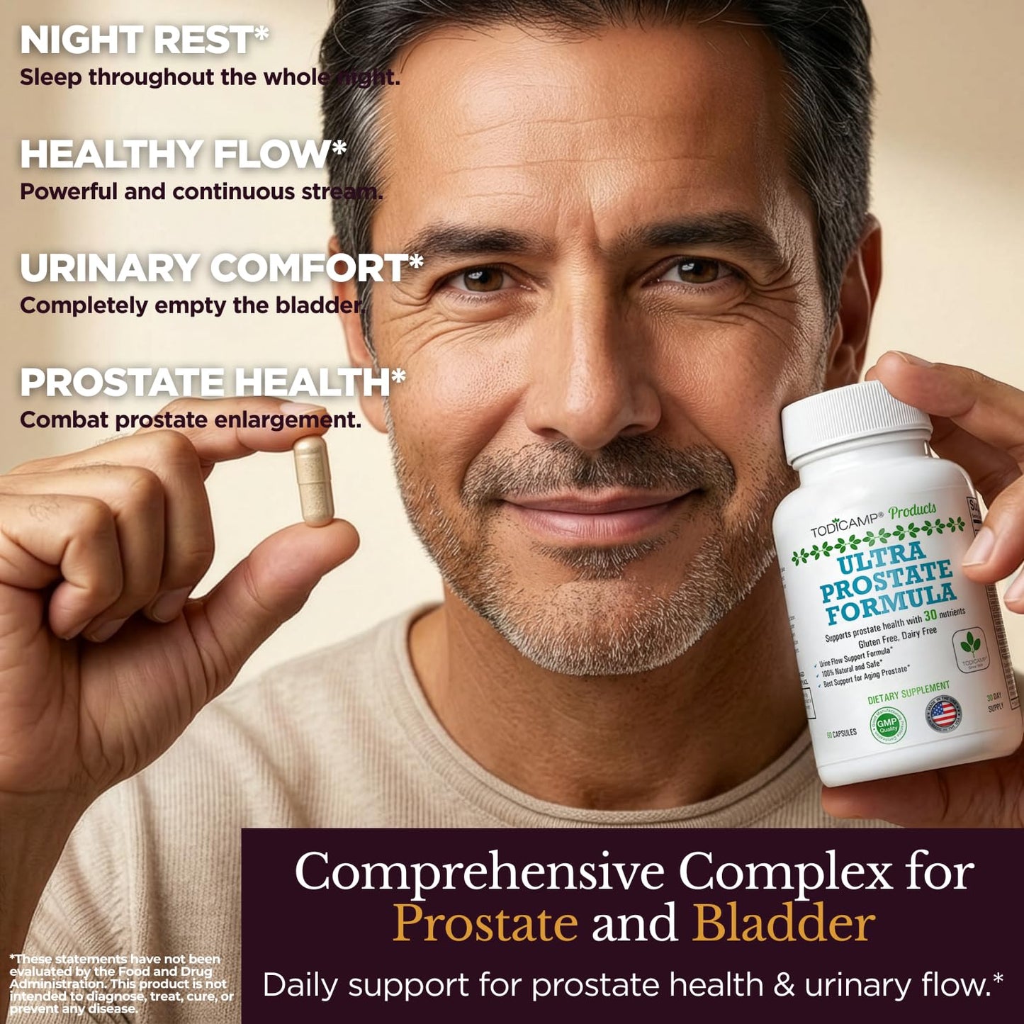 TODICAMP Prostate Support Supplement with Saw Palmetto Capsule 60 Count