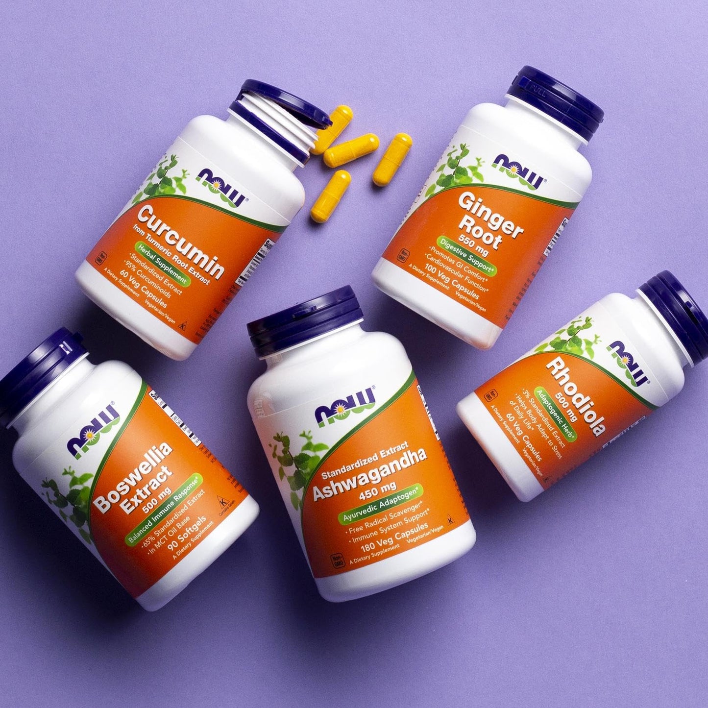 NOW Foods Ashwagandha (Withania somnifera) 450 mg (Standardized Extract) Capsules, 180 Count