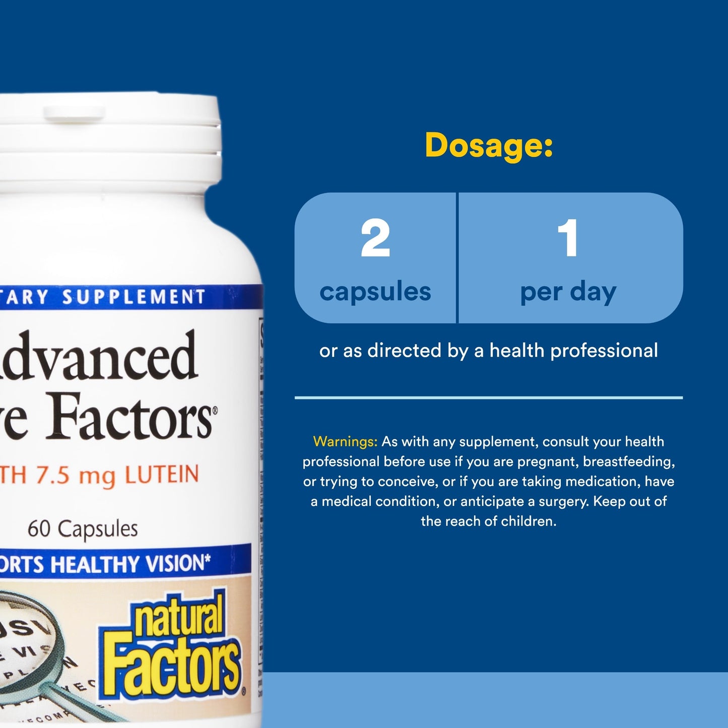 Natural Factors Advanced Eye Factors Antioxidant Support for Healthy Vision with Lutein and Zeaxanthin Capsules 60 Count