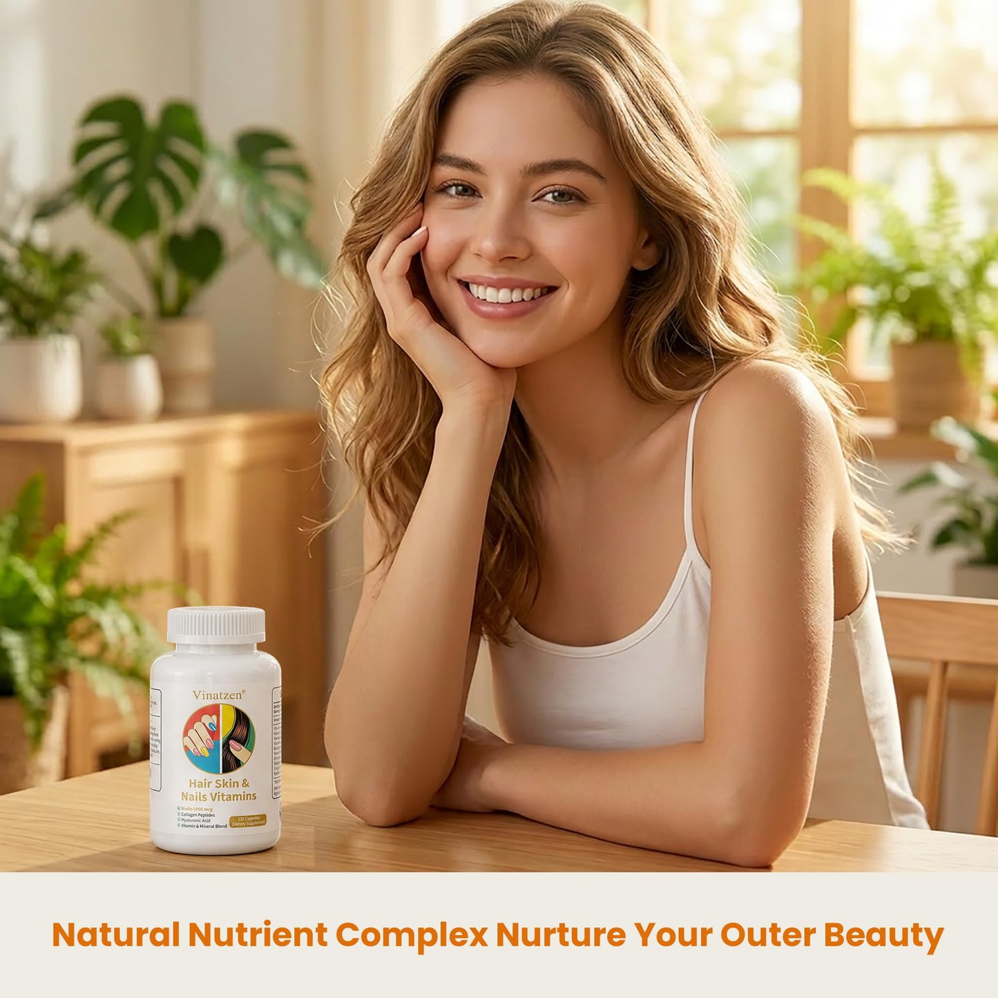 Vinatzen Hair Skin and Nails Vitamins with Biotin 5000mcg Capsules, 60 Count