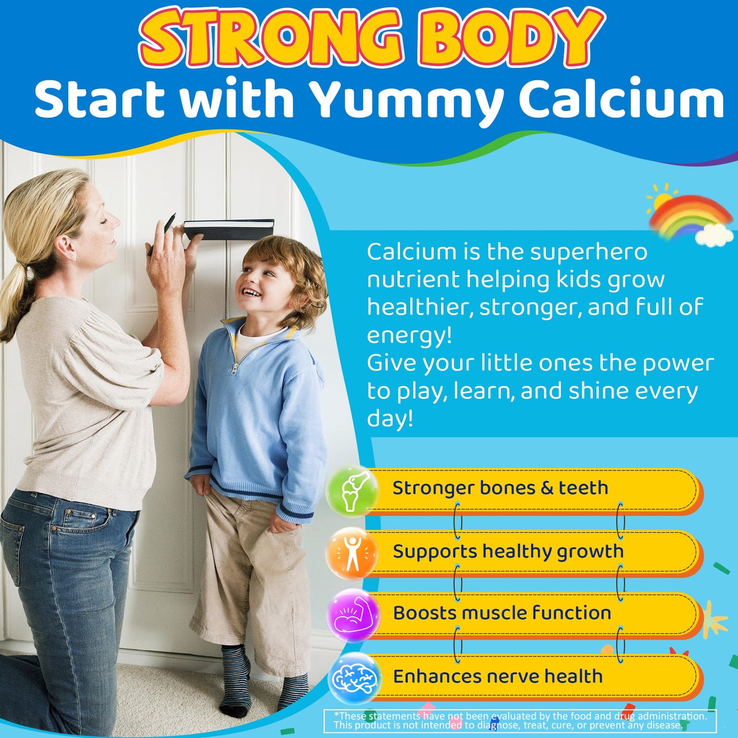 LILICARE Kids Calcium Gummies + Vitamin D3 K2, Magnesium, Zinc, Extra Absorption Algae Calcium Supplement, 60 Gummies