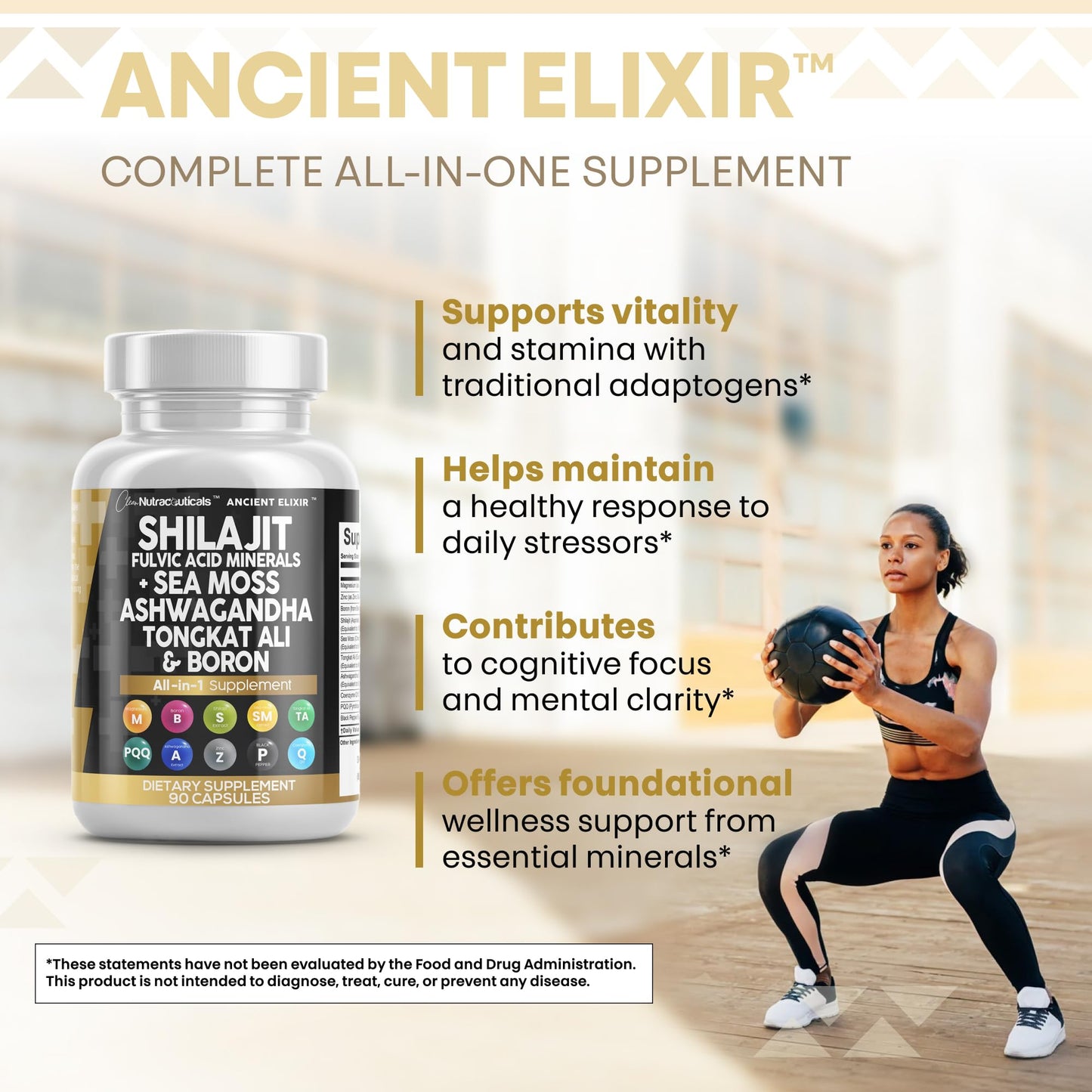 Clean Nutraceuticals Shilajit Supplement with Sea Moss, Ashwagandha, Tongkat Ali, Boron, Magnesium - Fulvic Acid Capsules, 90 Count