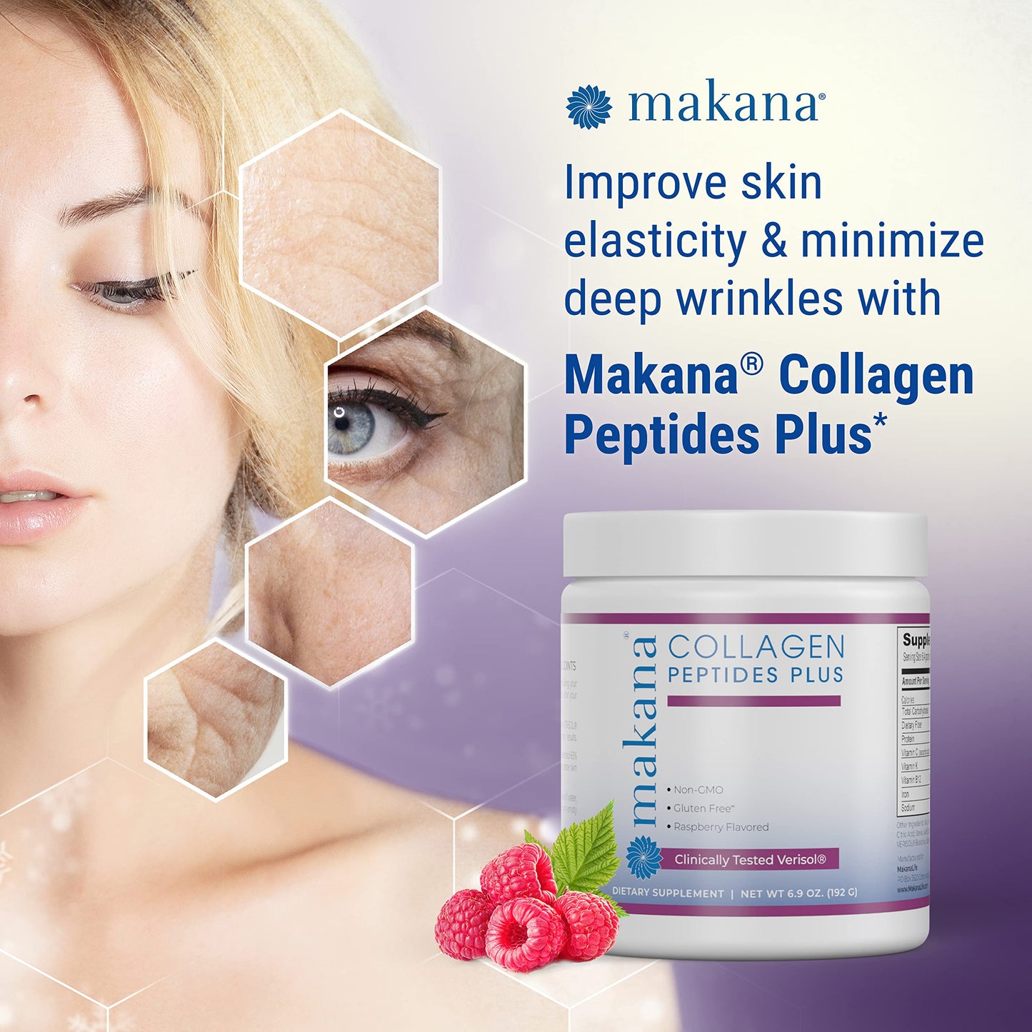 Makana Collagen Peptides Plus – with Verisol®, Vitamin C, Hyaluronic Acid & Amino Acids – Supports Hair, Skin, Nails, & Joints, 6.9 Ounce Powder (Pack of 1)