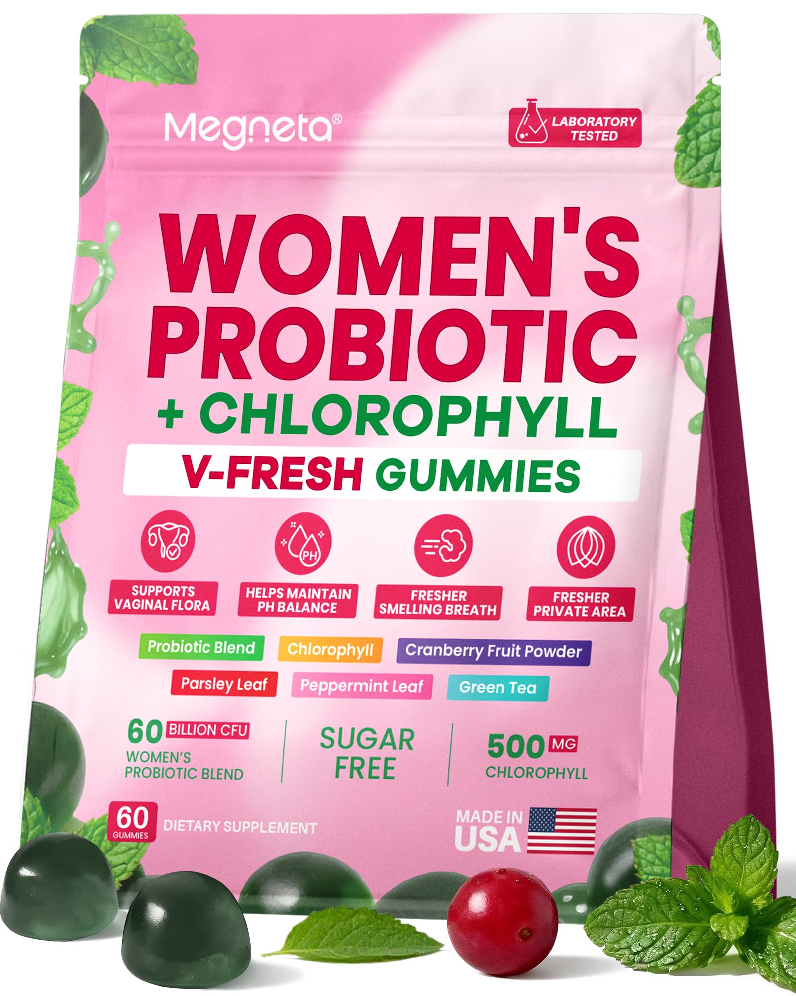 MEGNETA Vaginal Probiotic Gummies for Women 60 Count