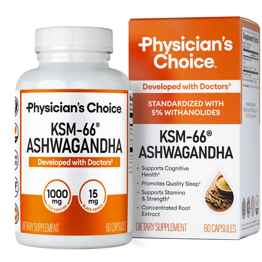 Physician's CHOICE KSM-66 Ashwagandha Root Extract 1,000mg, Organic, 60ct