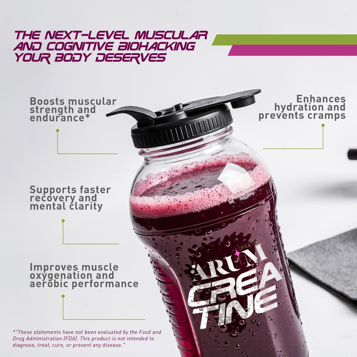 ARUM Creatine with Beetroot & Electrolytes Micronized Creatine Monohydrate Powder, 10.5 oz