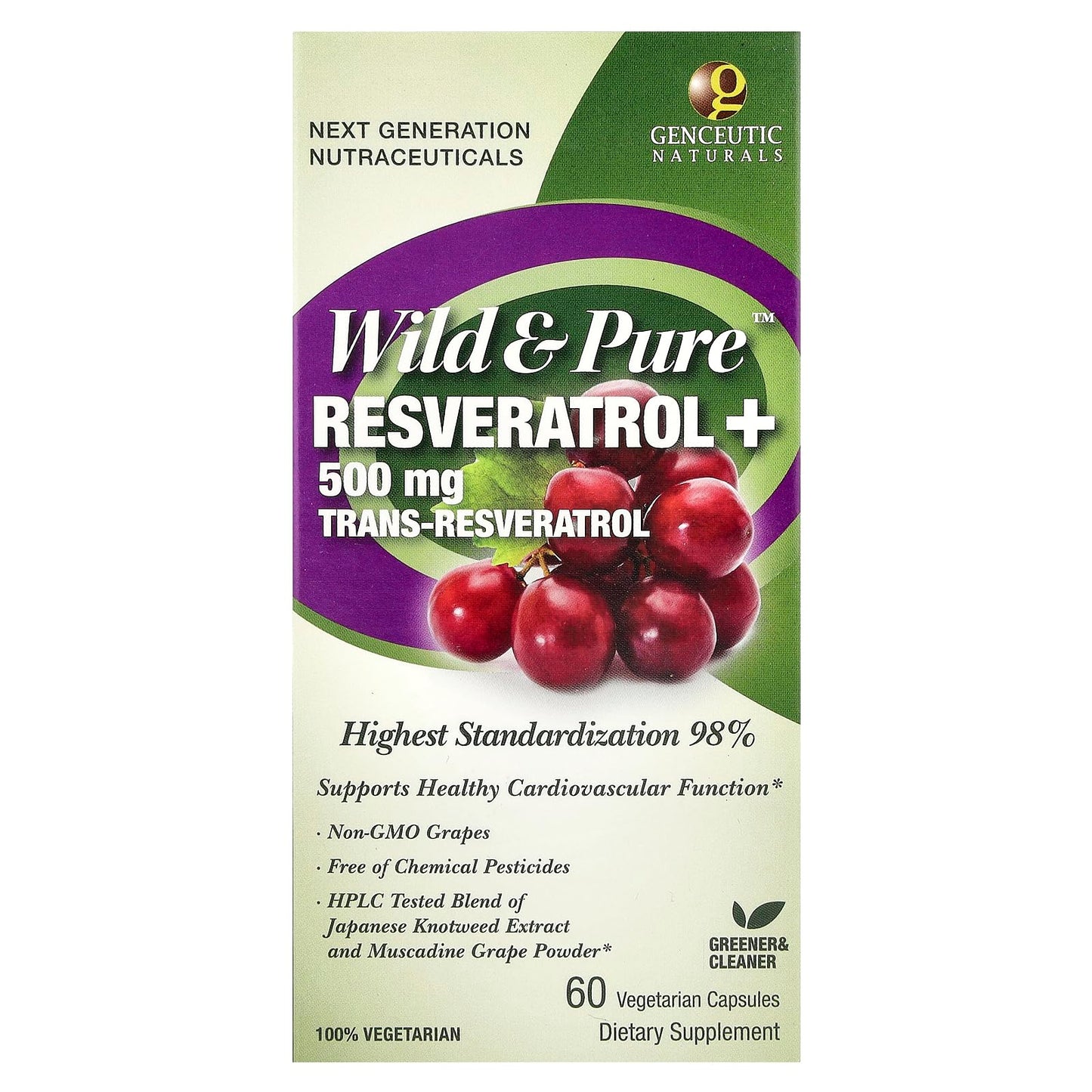 Genceutic Naturals Resveratrol Capsules, 60 Count
