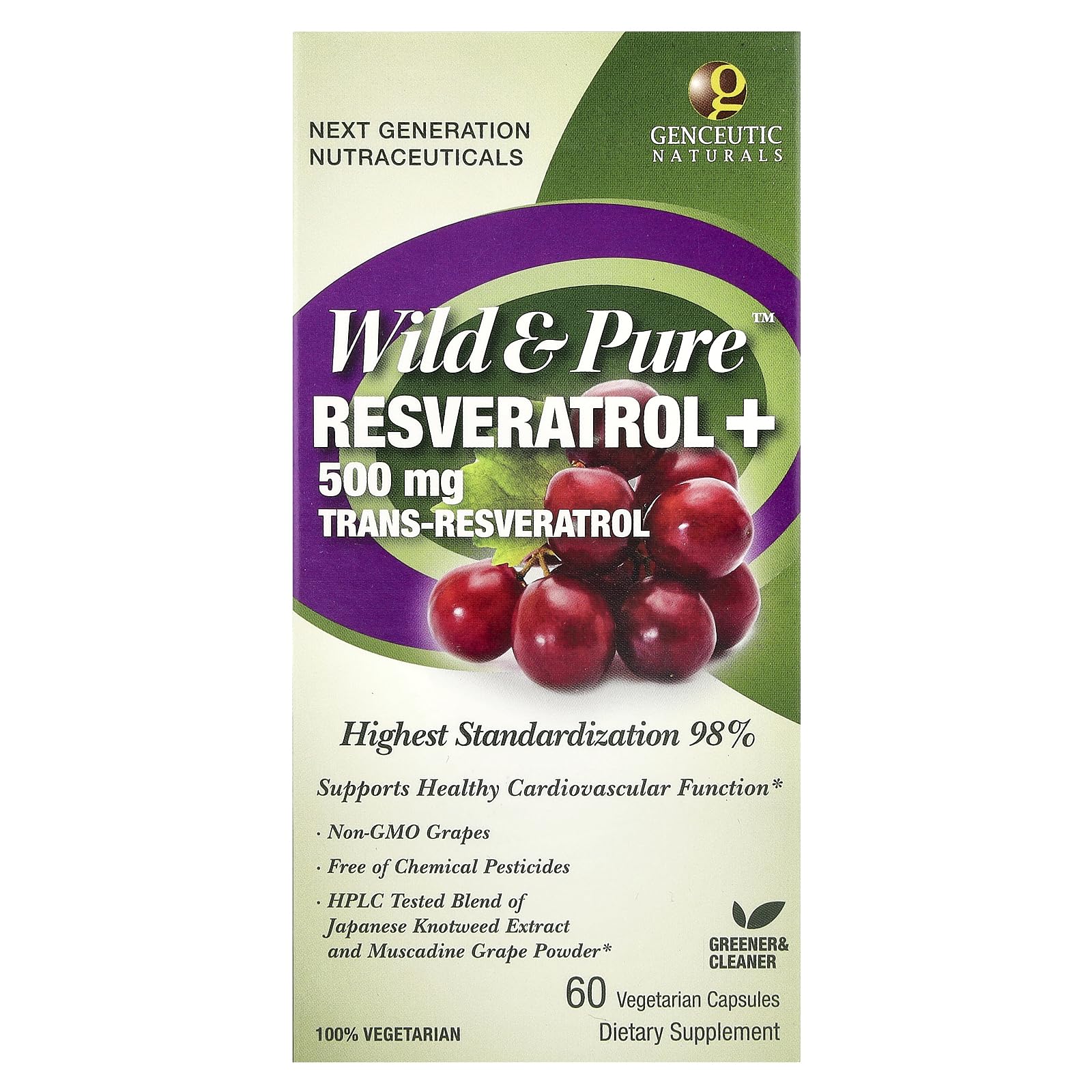 Genceutic Naturals Resveratrol Capsules, 60 Count