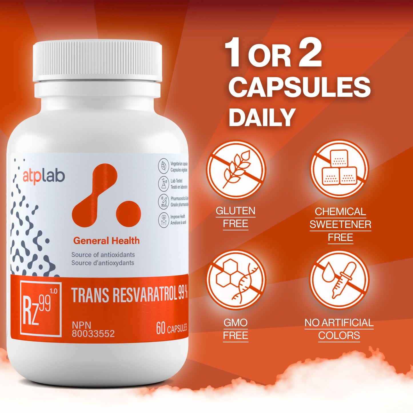 ATP LAB Trans Resveratrol 60 Capsules