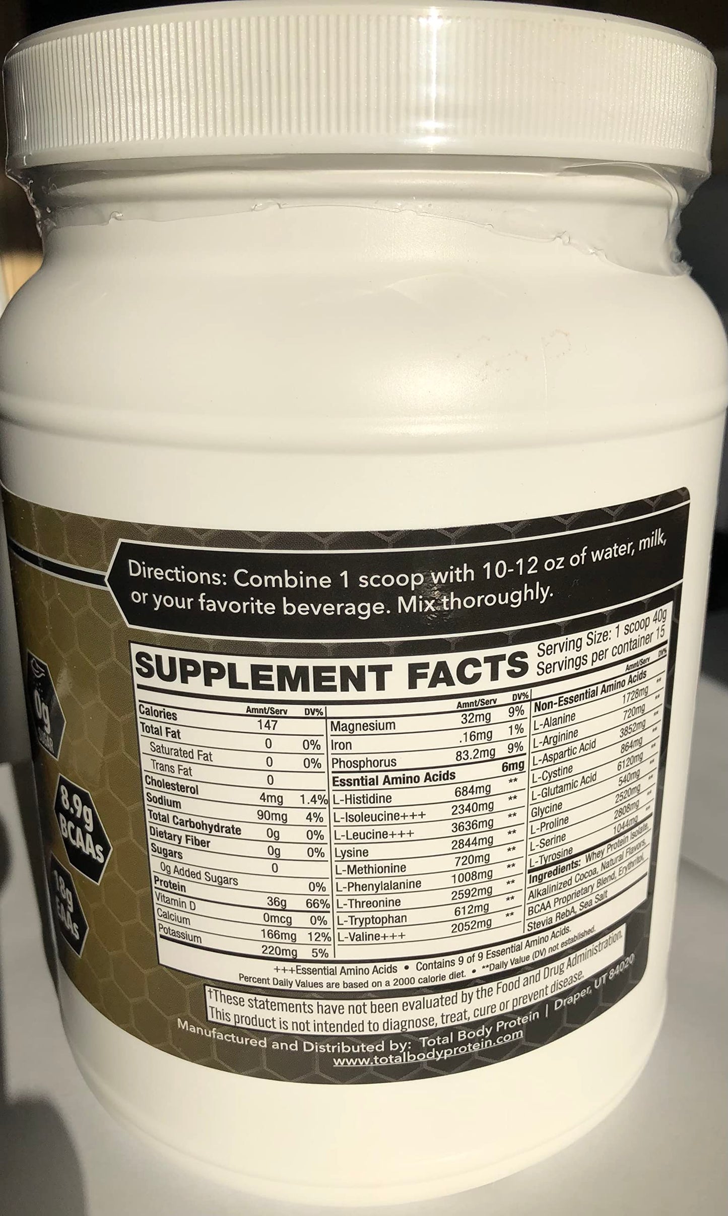 Total Body Protein 100% Whey Protein Isolate Powder, 20 Servings
