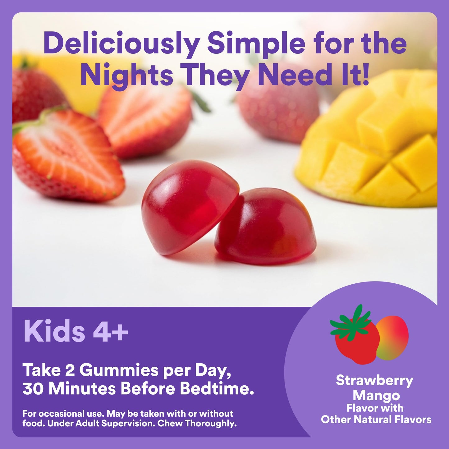SmartyPants Kids Sleep Melatonin 0.5mg Gummy with Chamomile & Vitamin D3, 1 Count