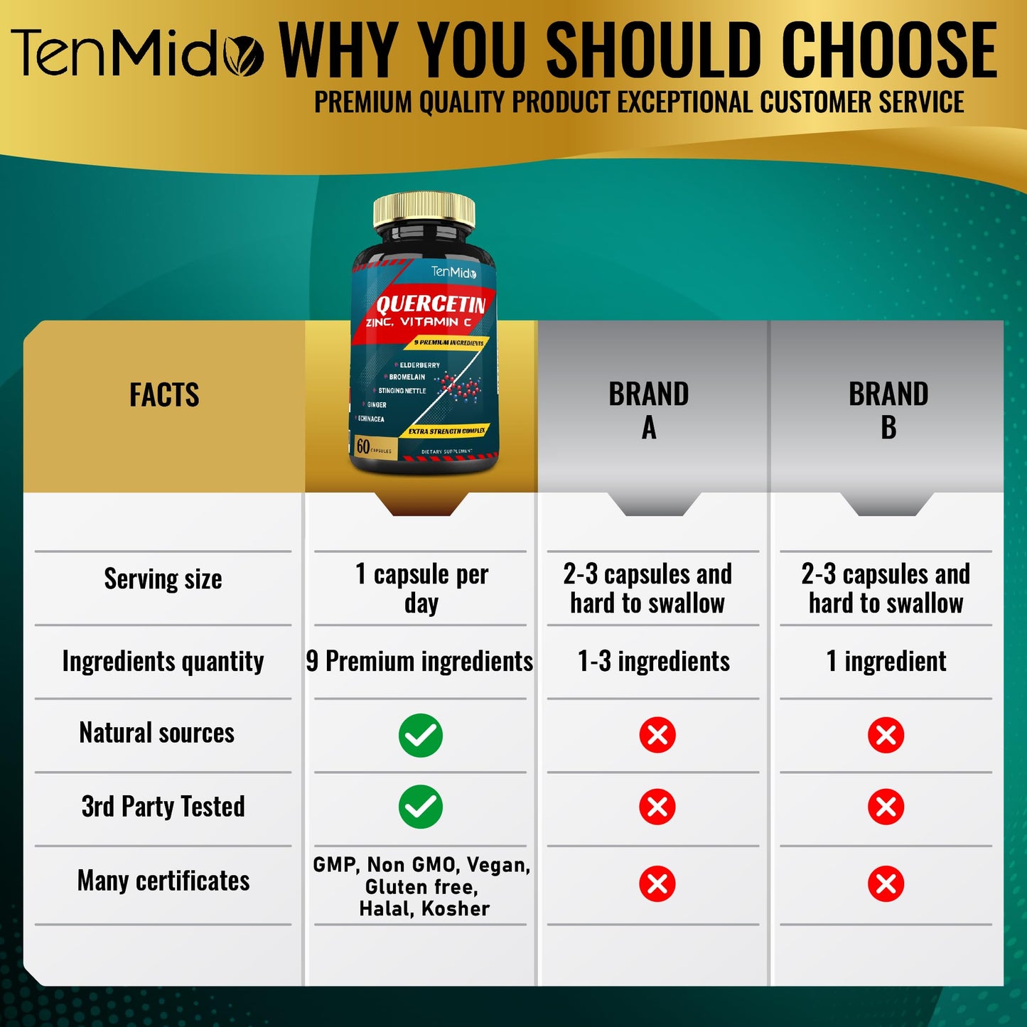 Tenmido Quercetin Extract Capsules, 60 Capsules