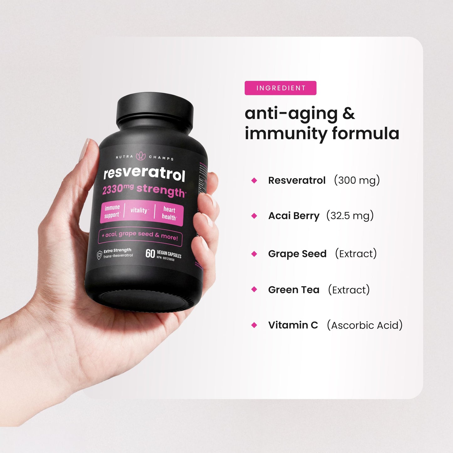 NutraChamps Resveratrol Supplement 120 Capsules