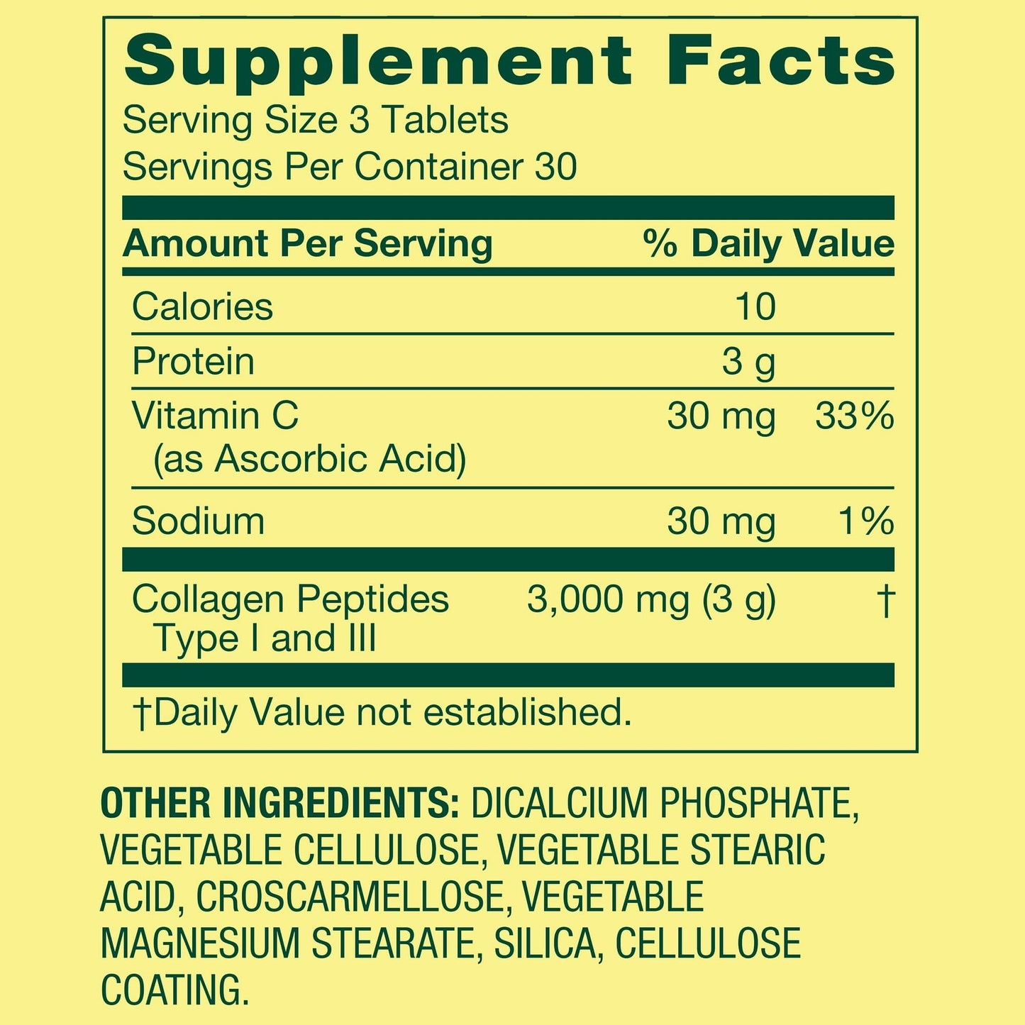 BasketGoods Collagen Type 1 & 3 Plus Vitamin C Hair Skin Nails Health Dietary Supplement Tablets, 1,000 mg, 90 Tablets