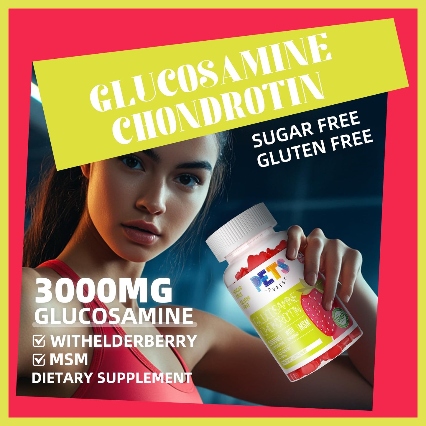 Pets Purest Glucosamine Chondroitin Gummies with MSM & Elderberry Extra Strength - Joint Support, Antioxidant Immune Support, Gummy, 120 Count