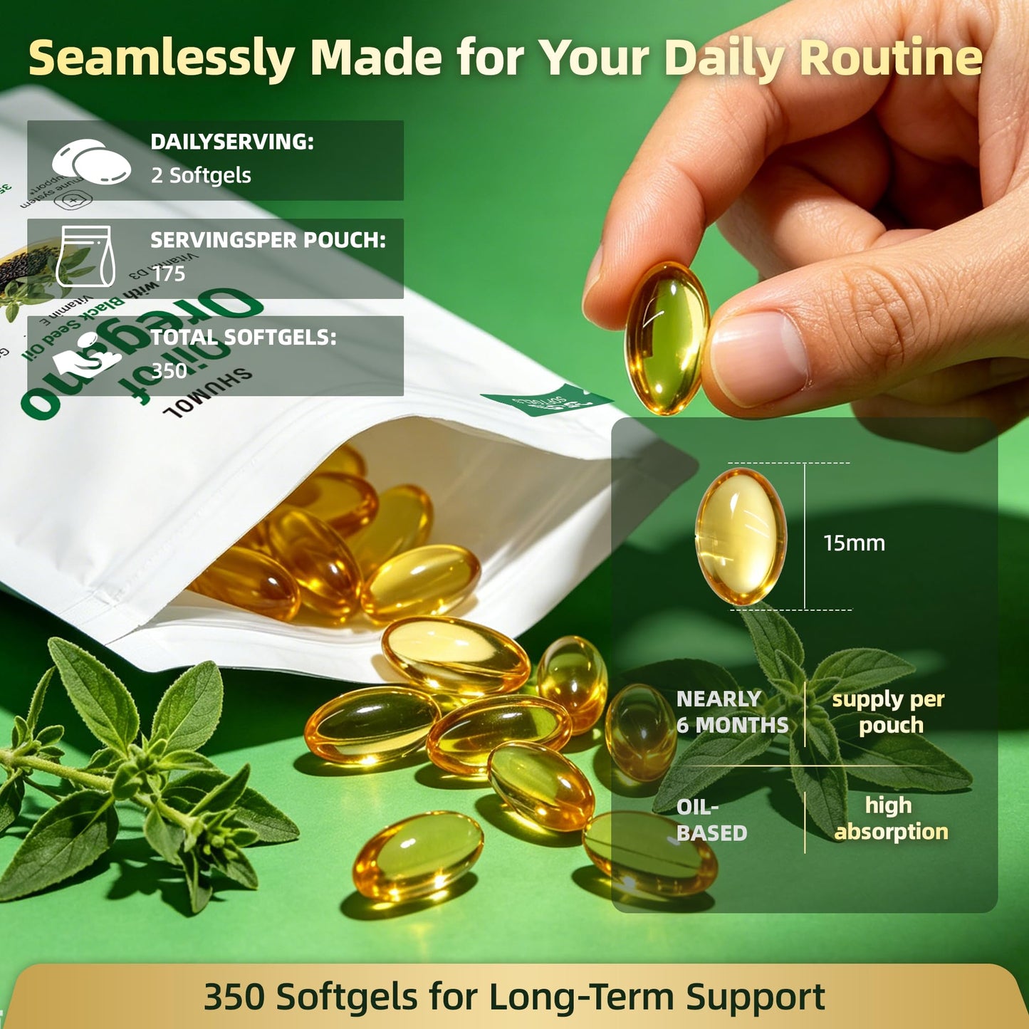 Shumol Oil of Oregano Softgels, 350 Count