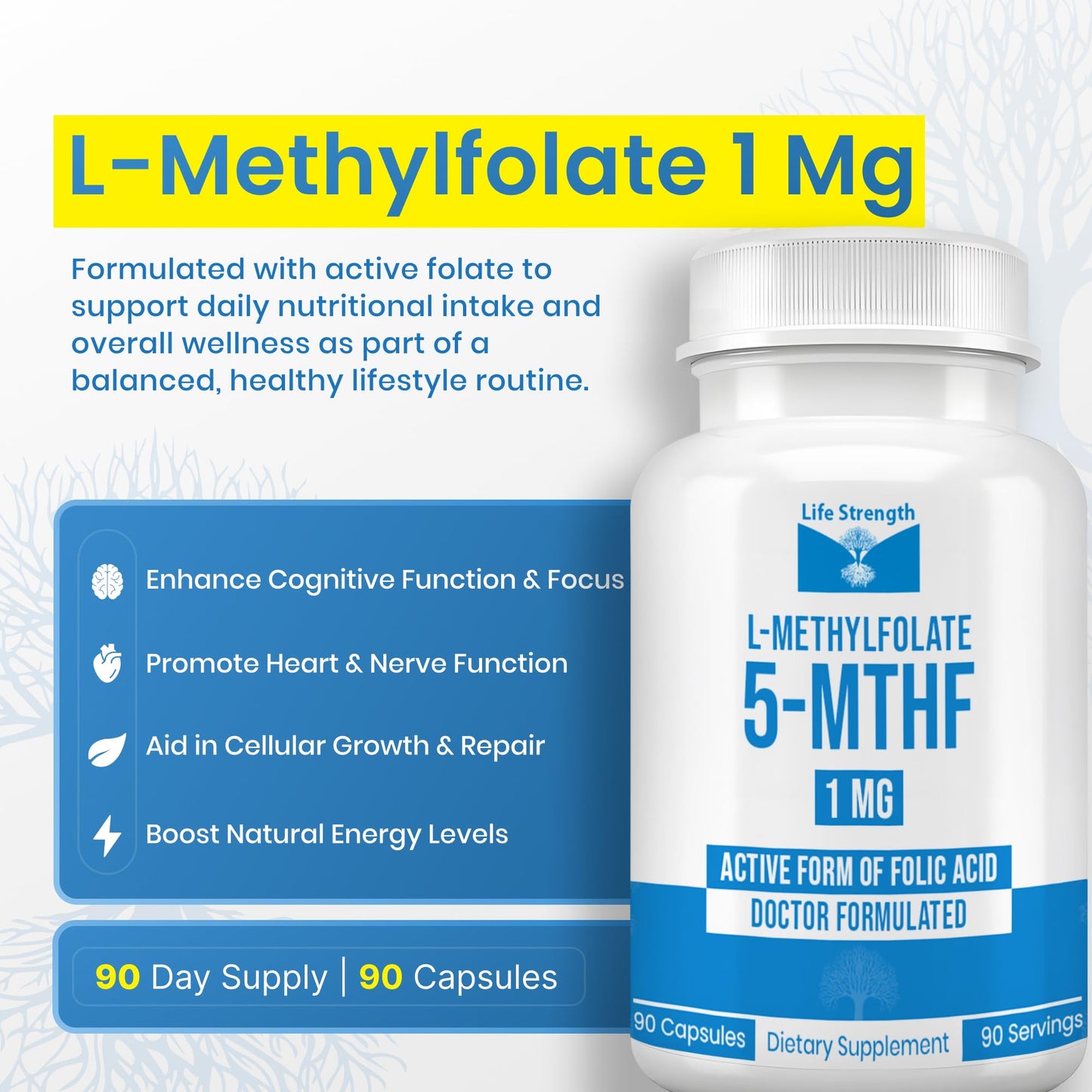 LifeStrength L Methylfolate 1mg Capsules, 180 Count