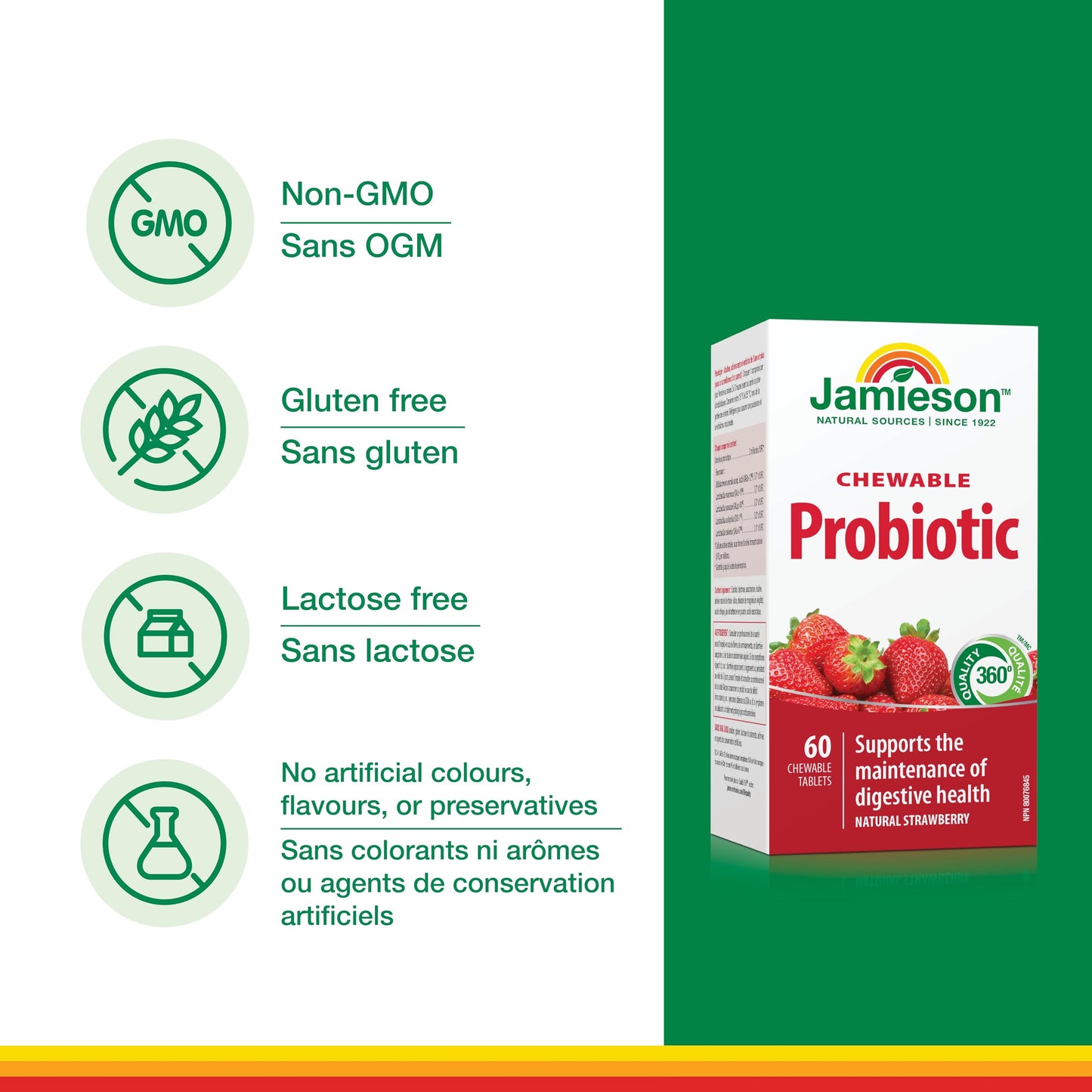 Jamieson Laboratories Probiotic Chewable Strawberry Flavour Tablet 60 Tablets