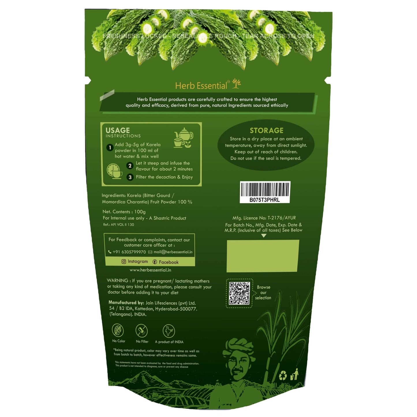 Herb Essential Karela (Bitter Melon) Powder 3.52 oz