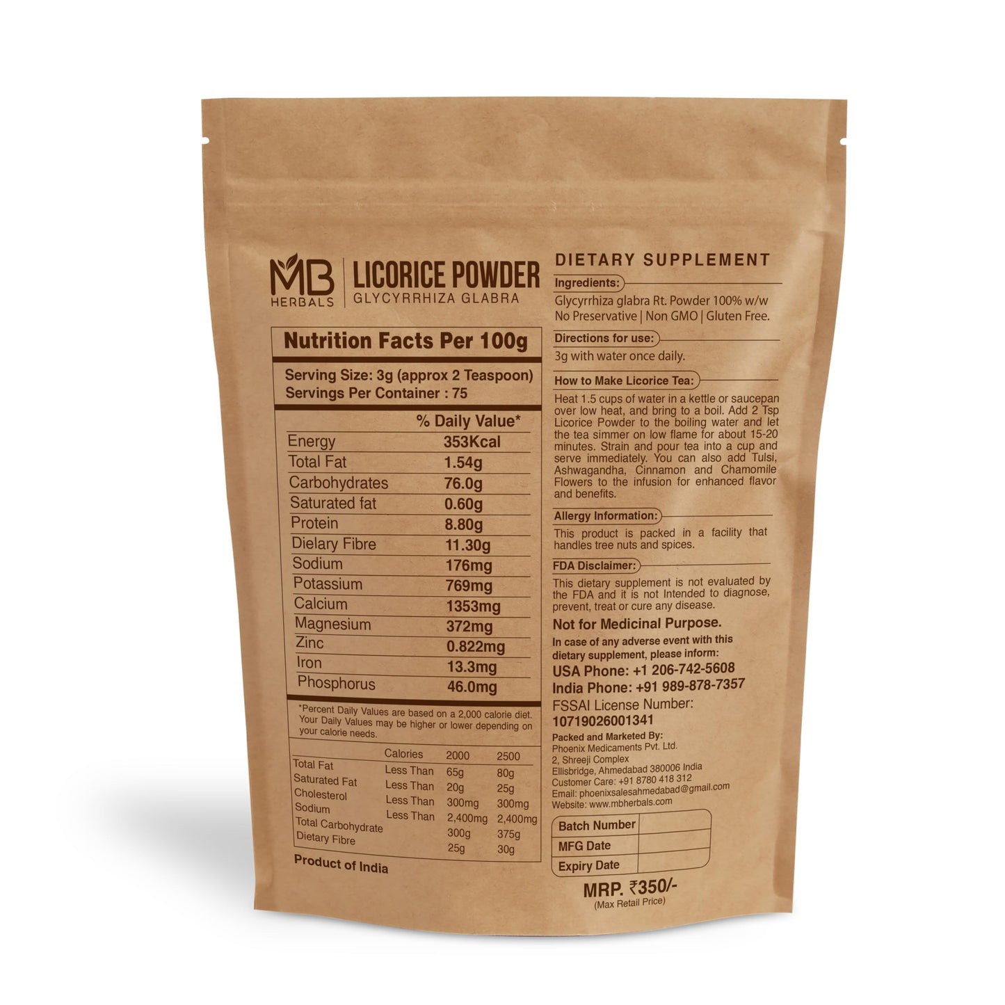 MB Herbals Licorice Root Powder 8 oz