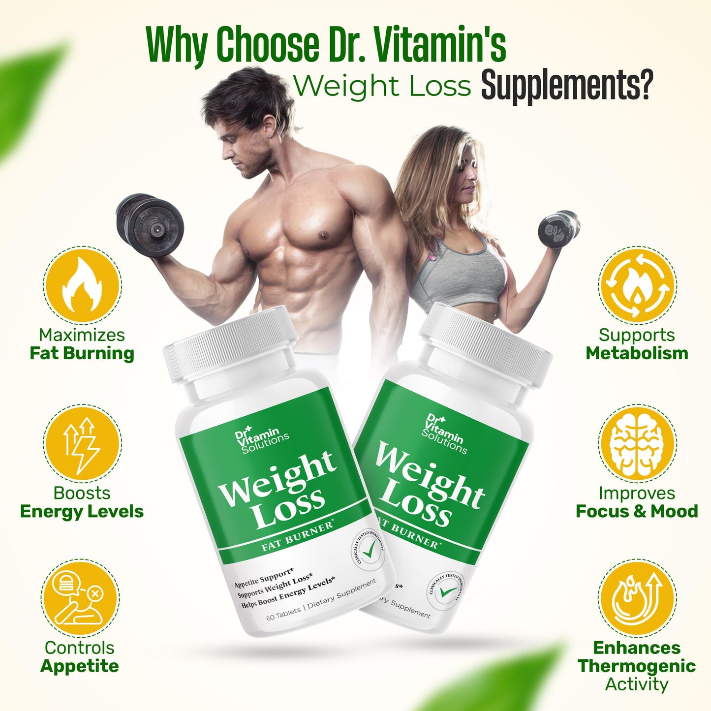 DR VITAMIN SOLUTIONS Fat Burner for Women and Men - Thermogenic Weight Loss Diet Aid, 60 Tablets