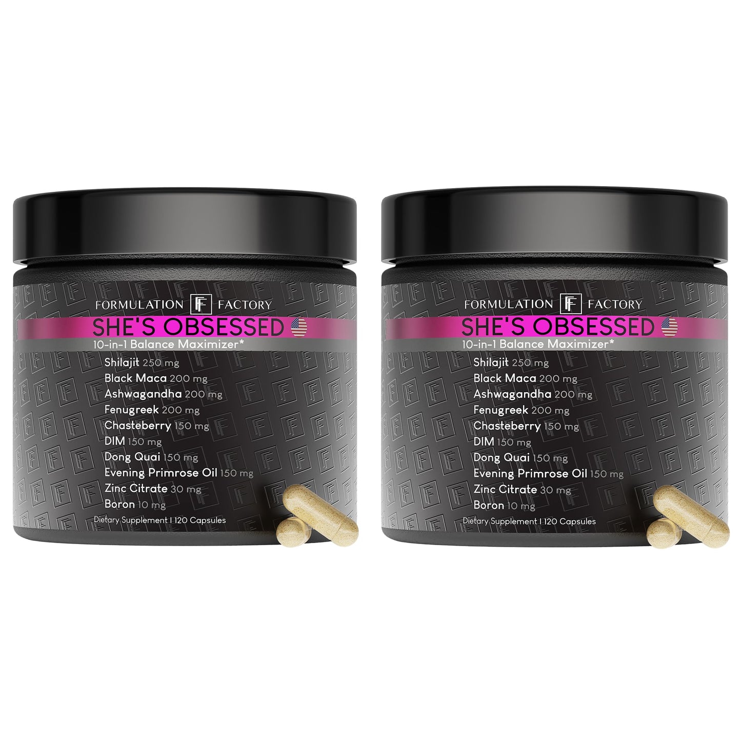 Formulation Factory She's Obsessed: 10-in-1 Hormone Balance Maximizer with Shilajit, Maca, Ashwagandha, DIM, Dong Quai, Zinc & More Capsules 240 Count