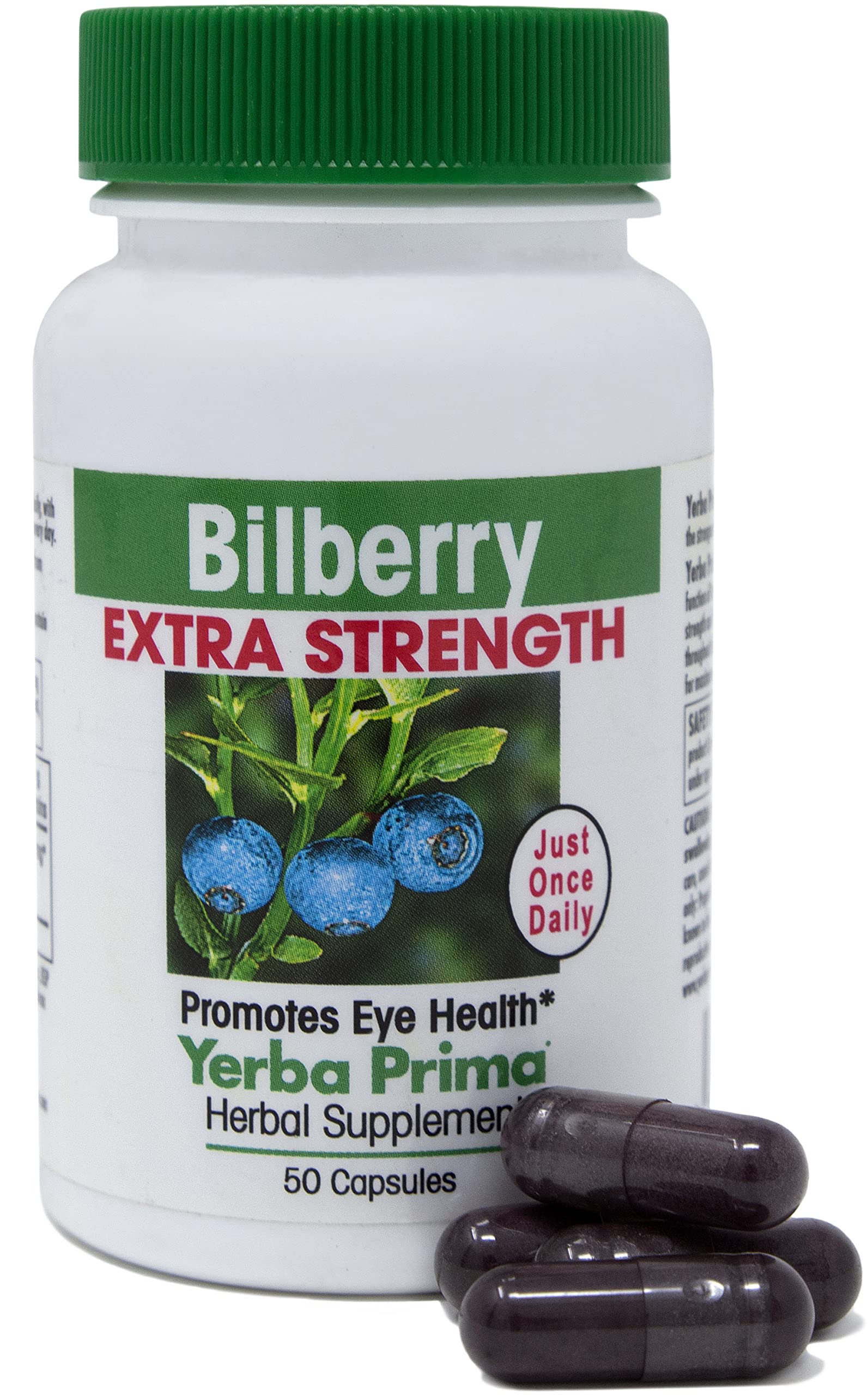 Yerba Prima Bilberry Extra Strength Capsules, 50 Count