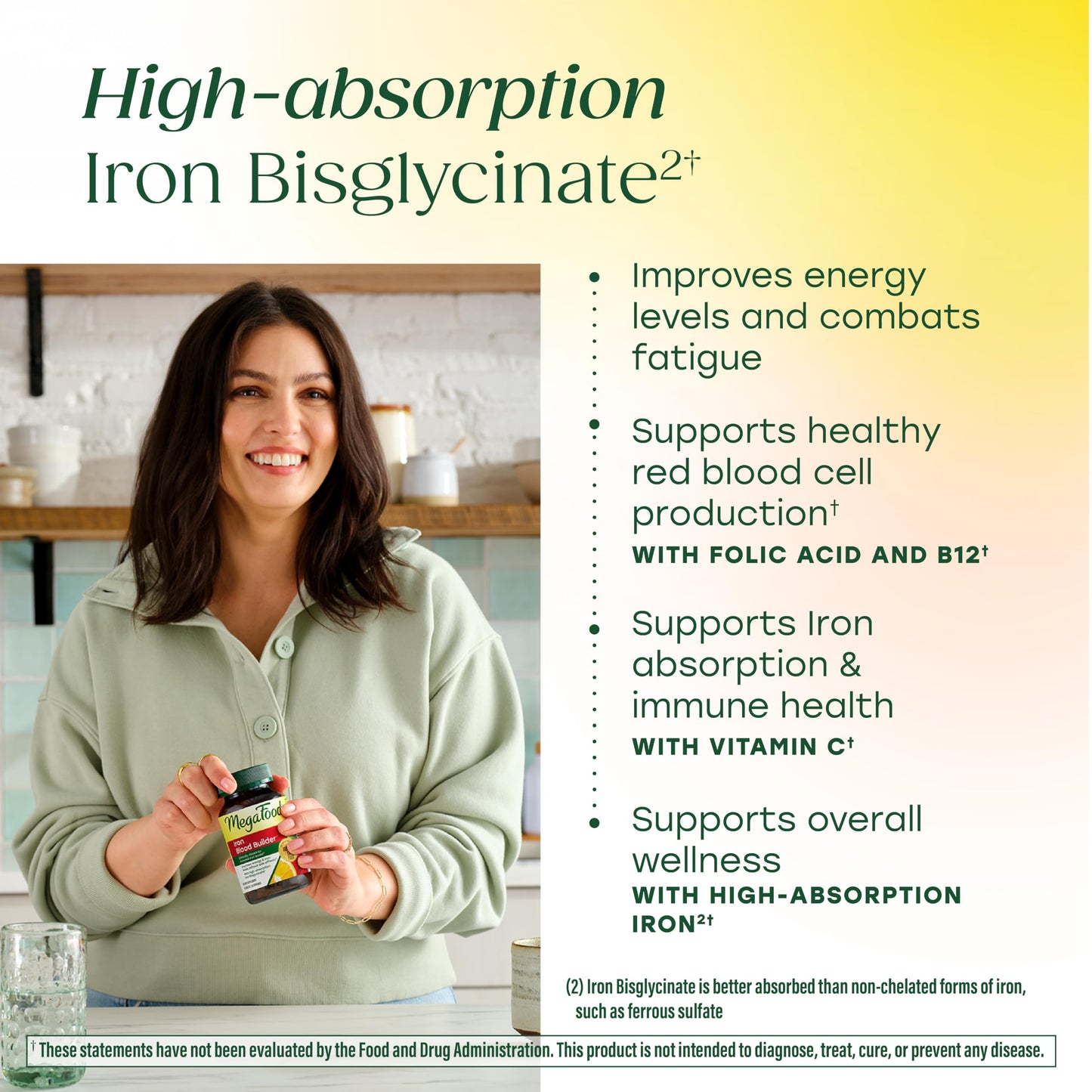 MegaFood Blood Builder Iron Supplement for Women & Men – Increase Iron Levels Without Side Effects – Improves Energy Levels – B12, Folic Acid & Vitamin C for Absorption – Vegan, Non-GMO, 30 Tablets
