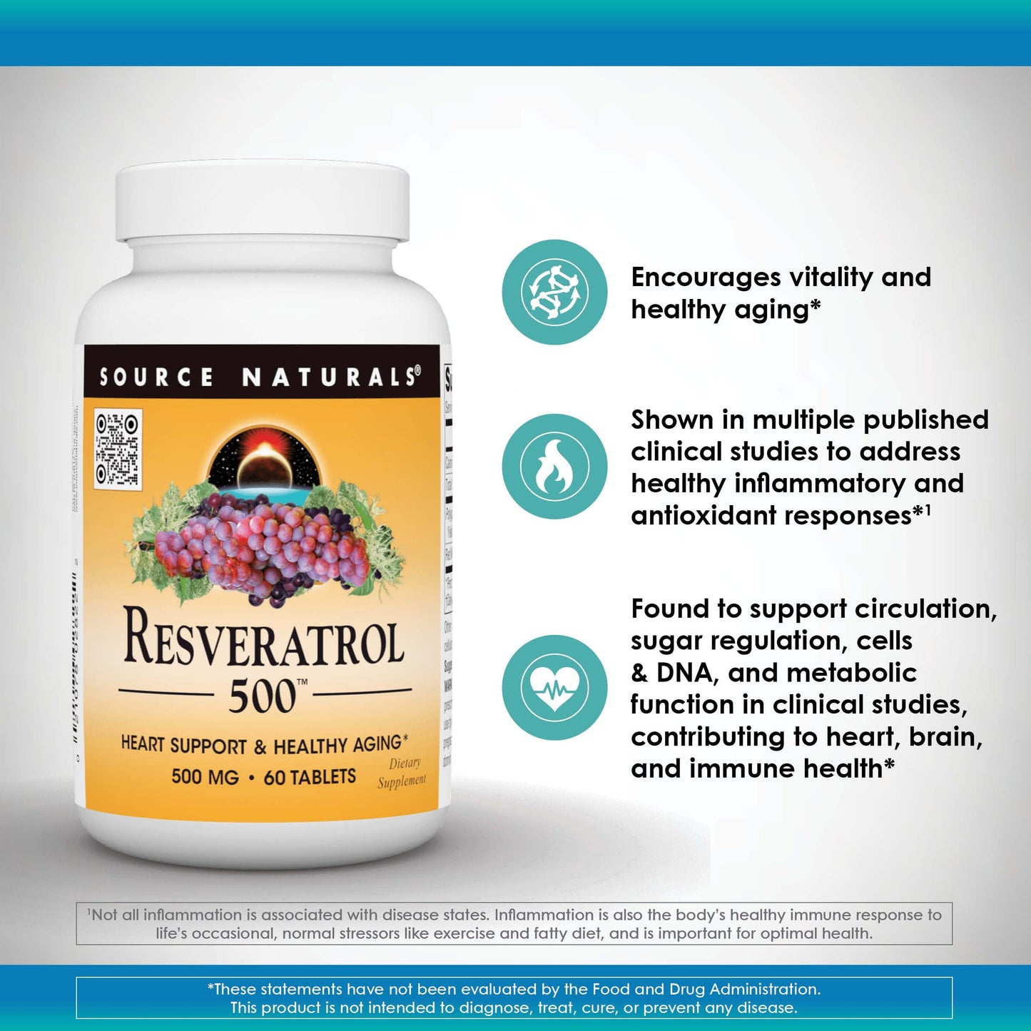 Source Naturals Resveratrol 500 Tablet, 120 Count