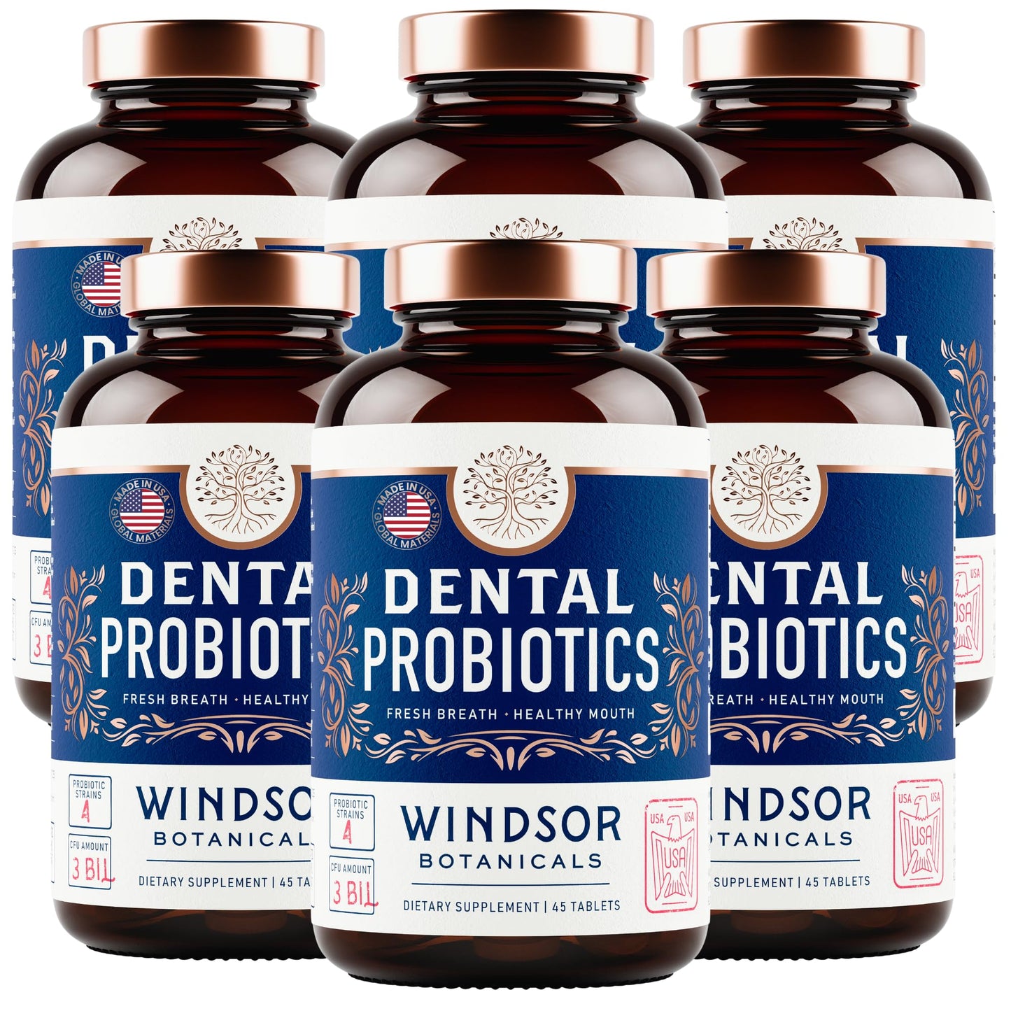 WINDSOR BOTANICALS Oral Probiotics for Teeth and Gums - 270 Chewable Mint Probiotic Tablets