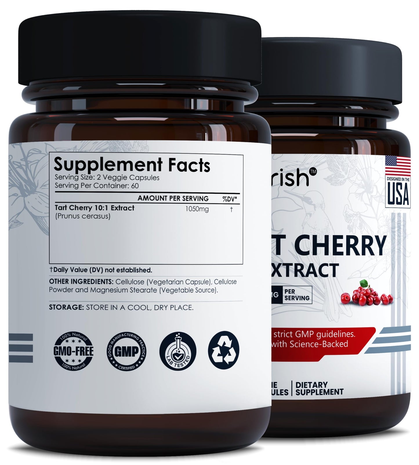 Ayorish Tart Cherry Capsules 1050mg Tart Cherry Extract 10:1, 120 Capsules