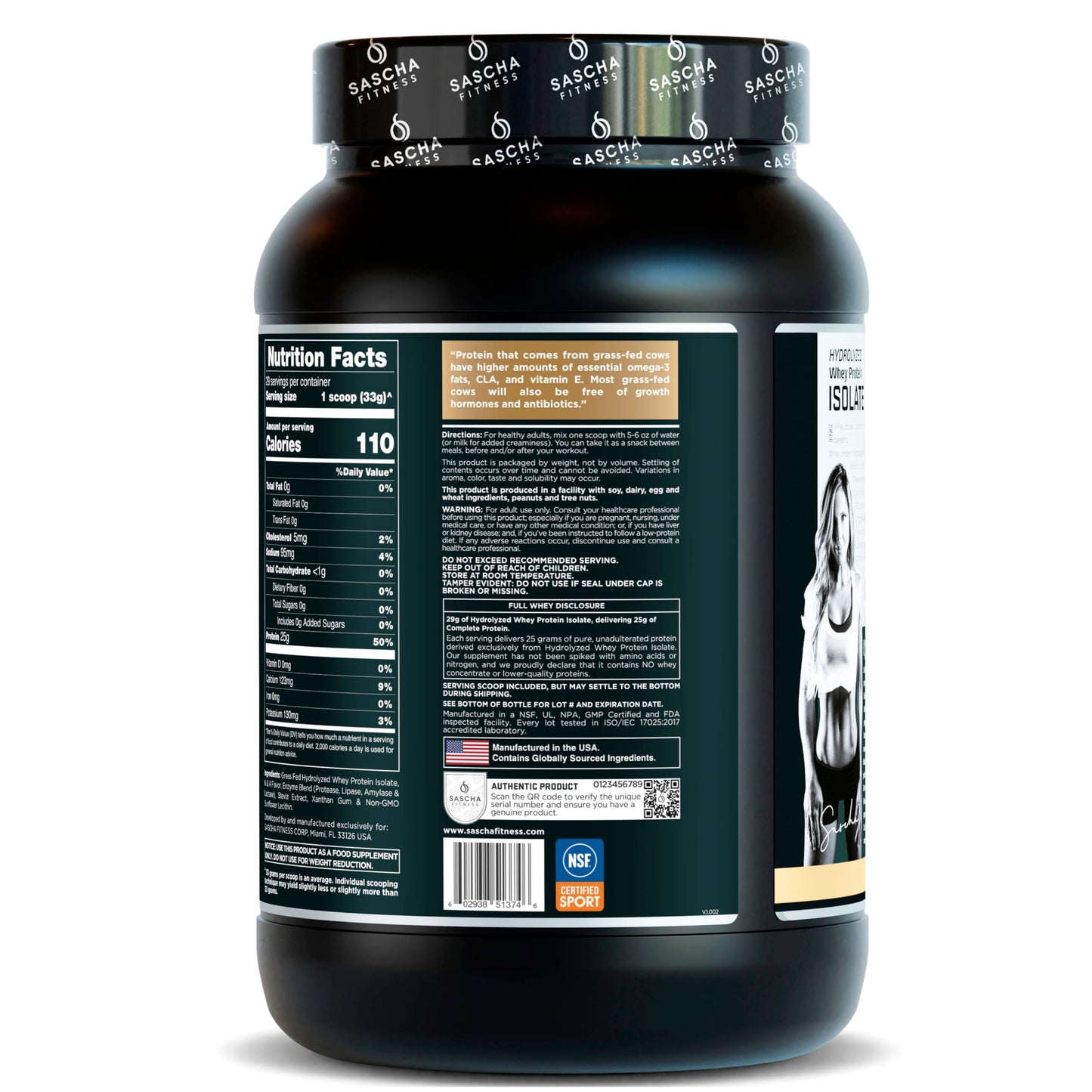 SASCHA FITNESS Hydrolyzed Whey Protein Isolate Powder Caramel Flavor, 2.11 Pound
