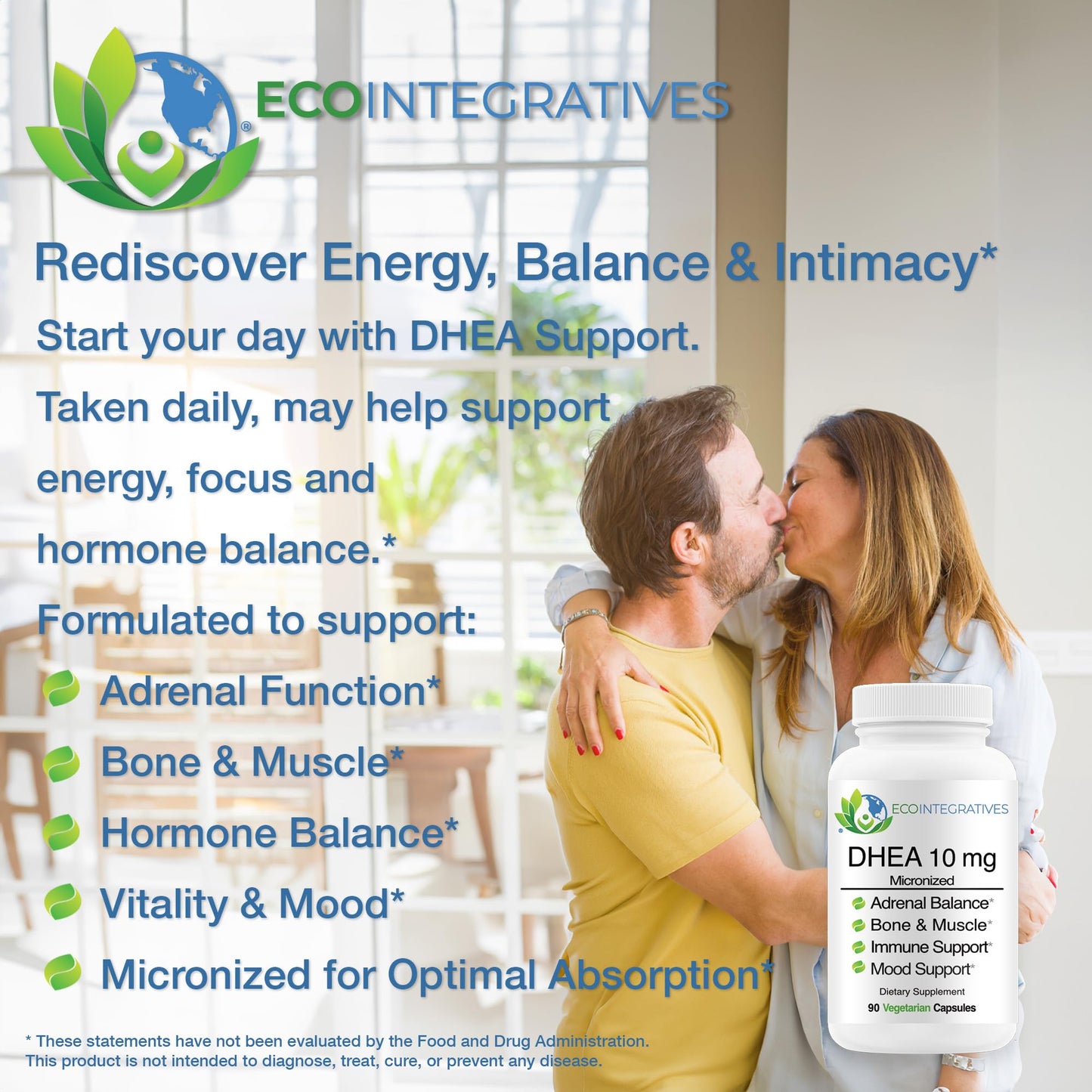 EcoIntegratives DHEA 10 mg Micronized Supplement, 90 Vegetarian Capsules