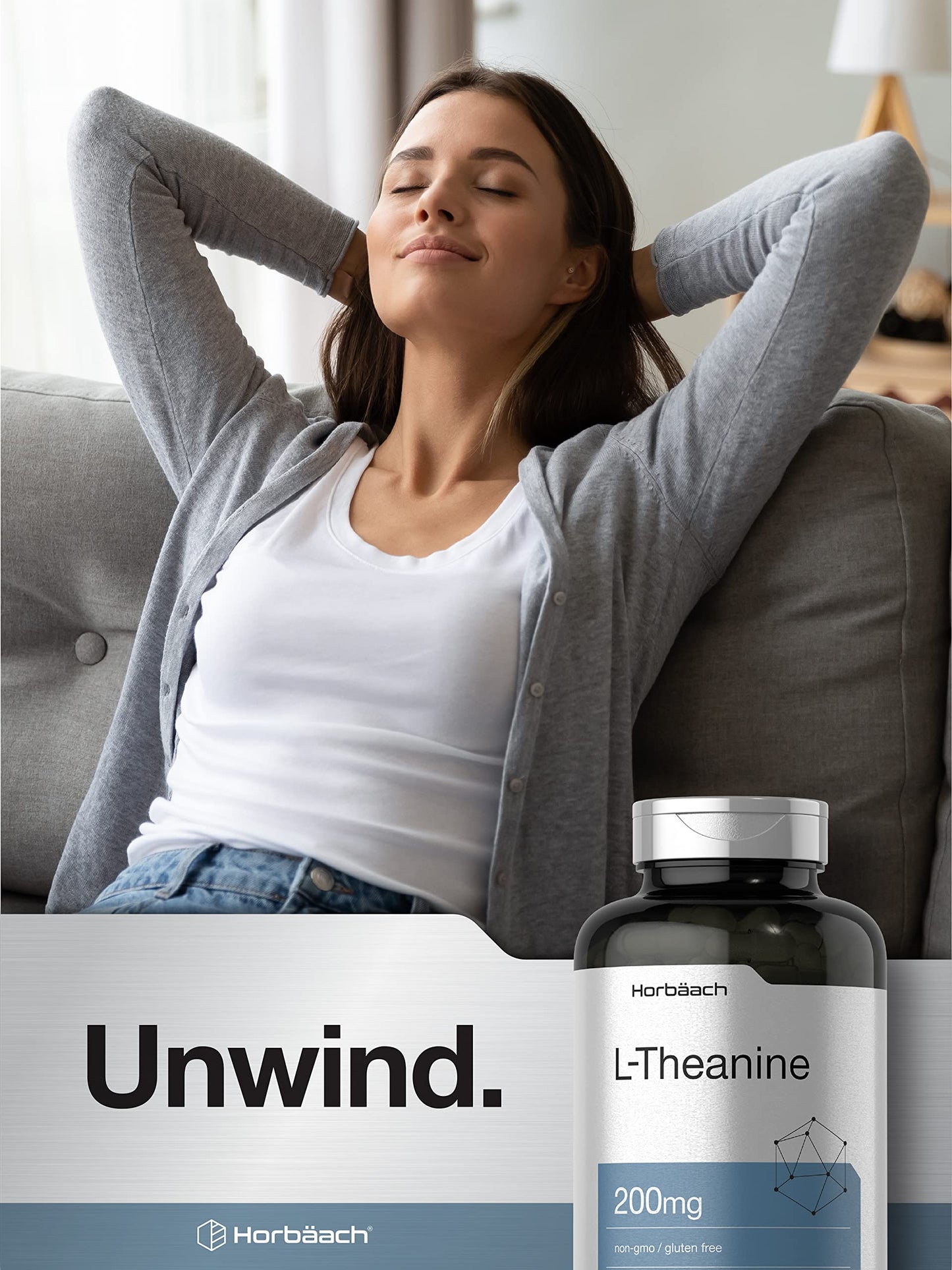 Horbäach L-Theanine 200mg Capsules, 400 Count