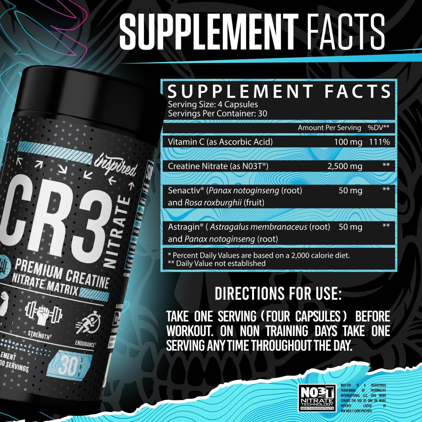 Inspired Nutraceuticals CR3 Creatine 120 Capsules