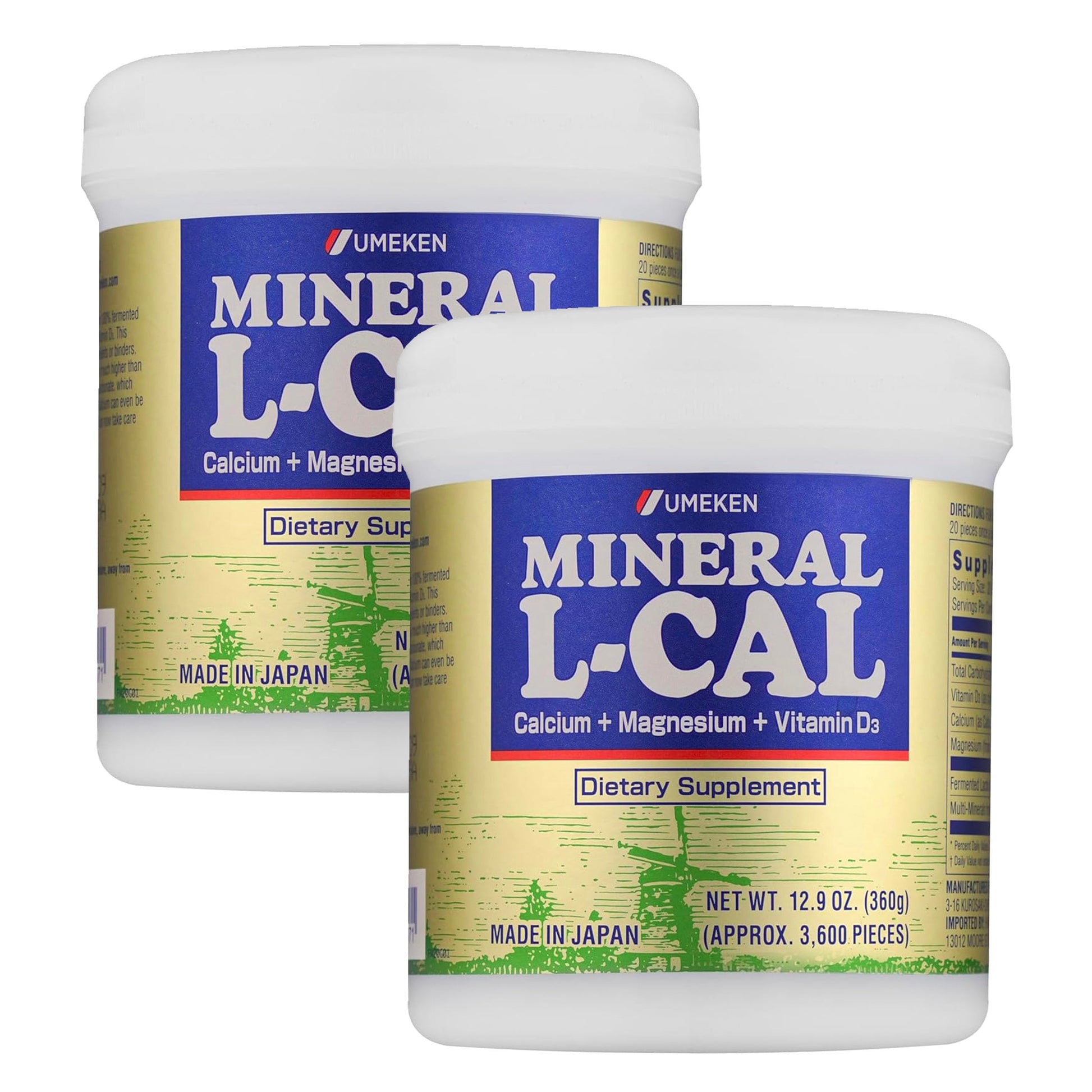 Umeken Mineral L-Cal Calcium with Vitamin D3 360 Tablets