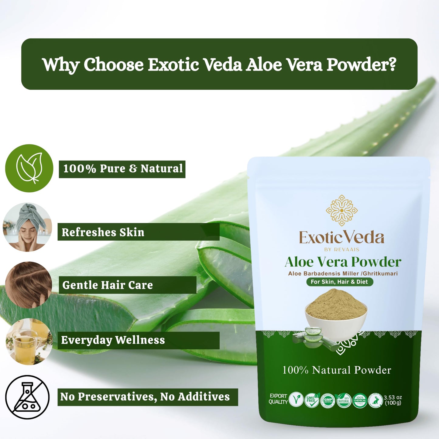 Exotic Veda Aloe Vera Powder 3.53 Ounce