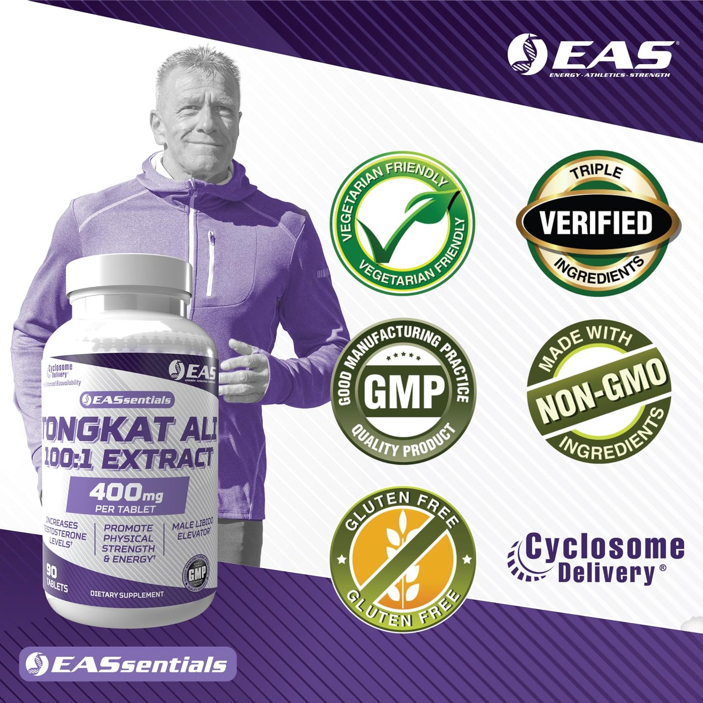 Experimental and Applied Sciences EAS Tongkat Ali 100:1 Extract for Men 90 Tablets