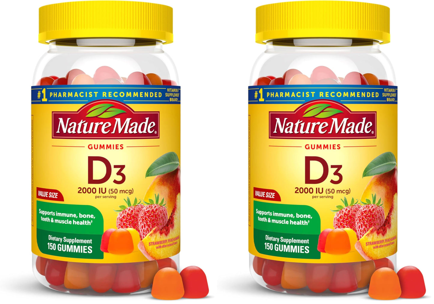 Nature Made Vitamin D3 2000 IU Per Serving Gummies, 300 Gummies