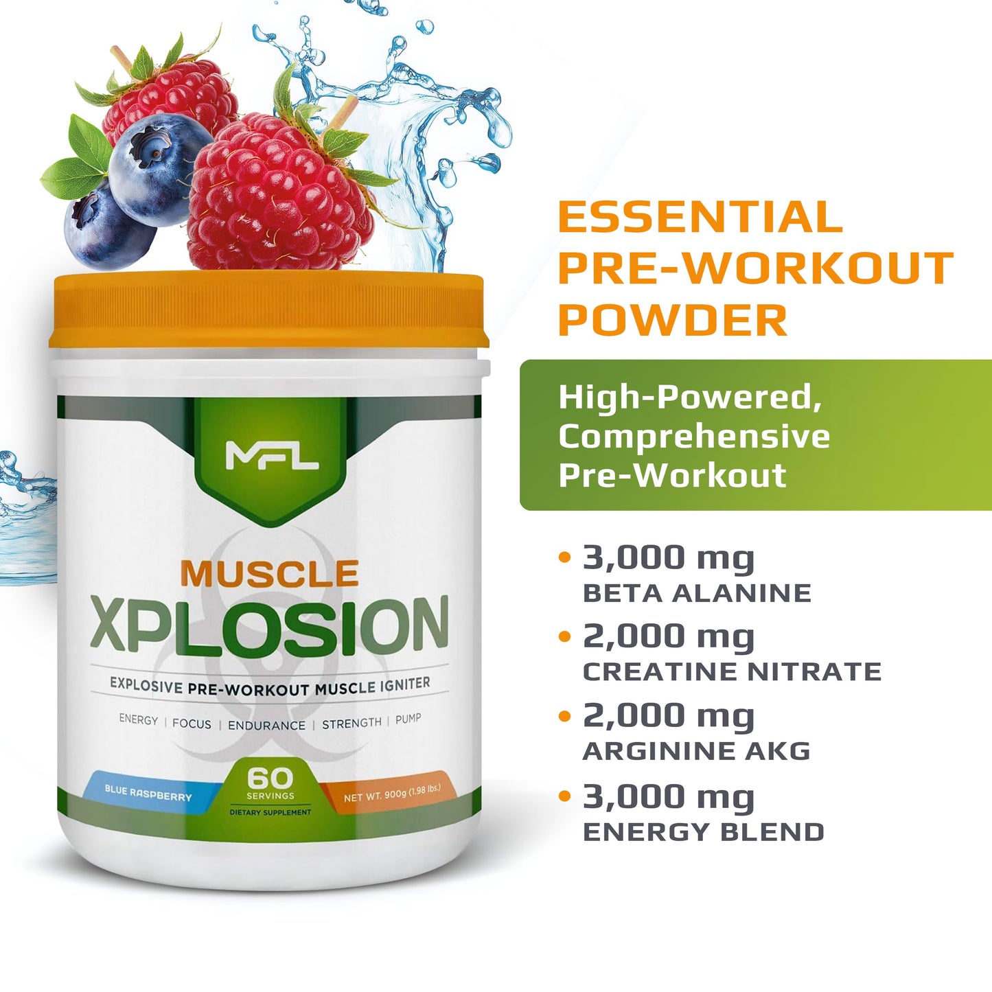 Muscle Food Labs MFL Muscle Xplosion Pre-Workout Powder 31.5 oz