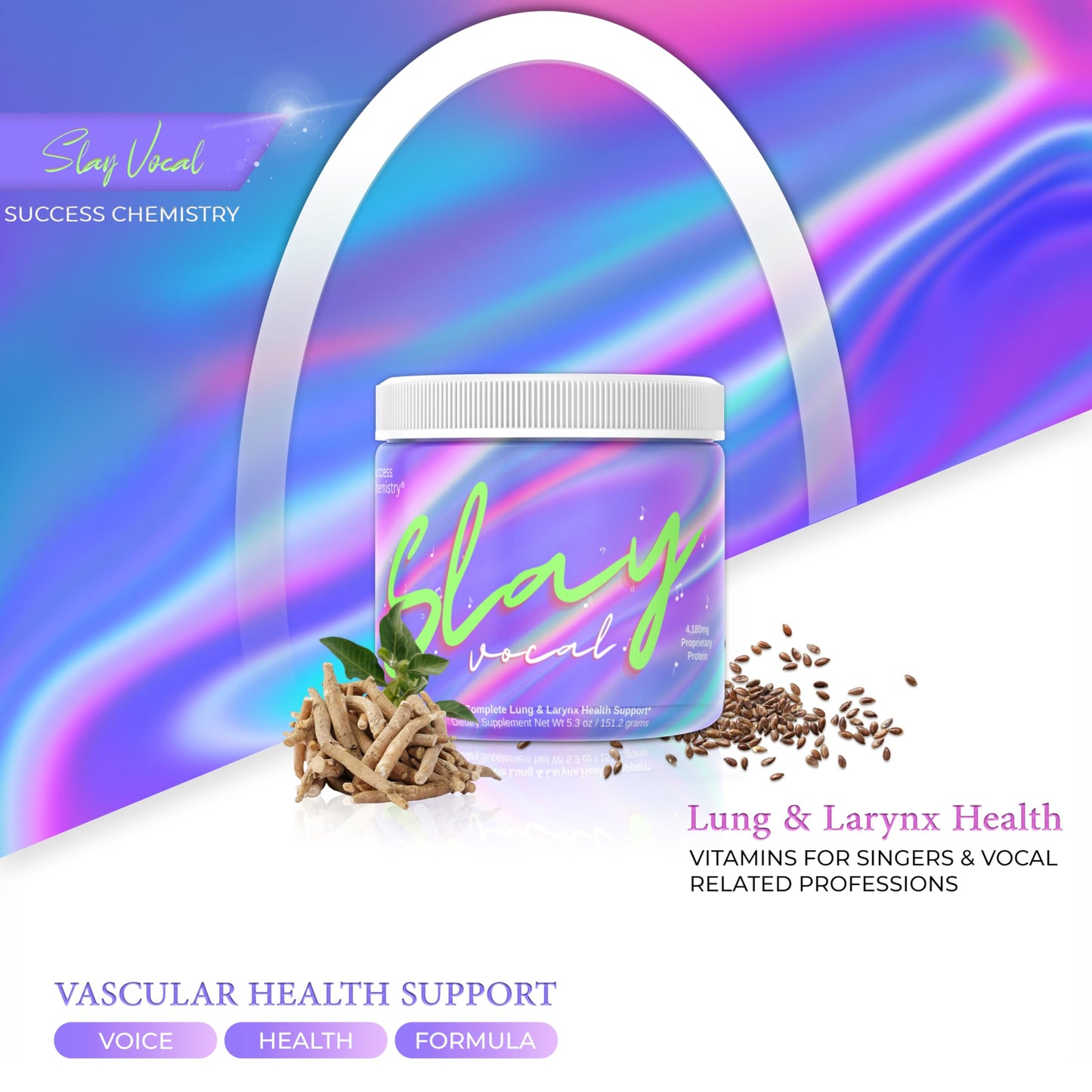 Success Chemistry Slay Vocal Complete Lung & Larynx Health Support Powder 1 Ounce