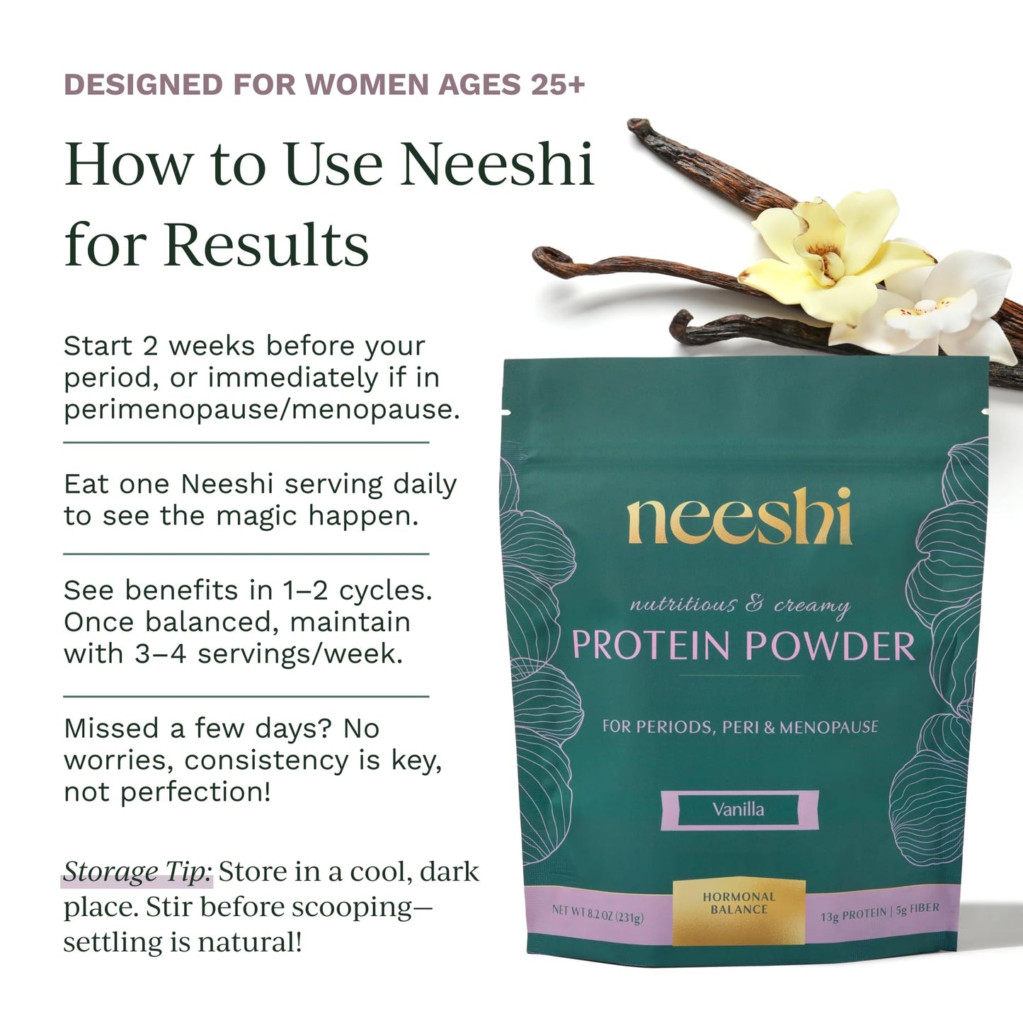 NEESHI Hormone Balancing Protein & Fiber Blend Protein Powder 9.38 oz