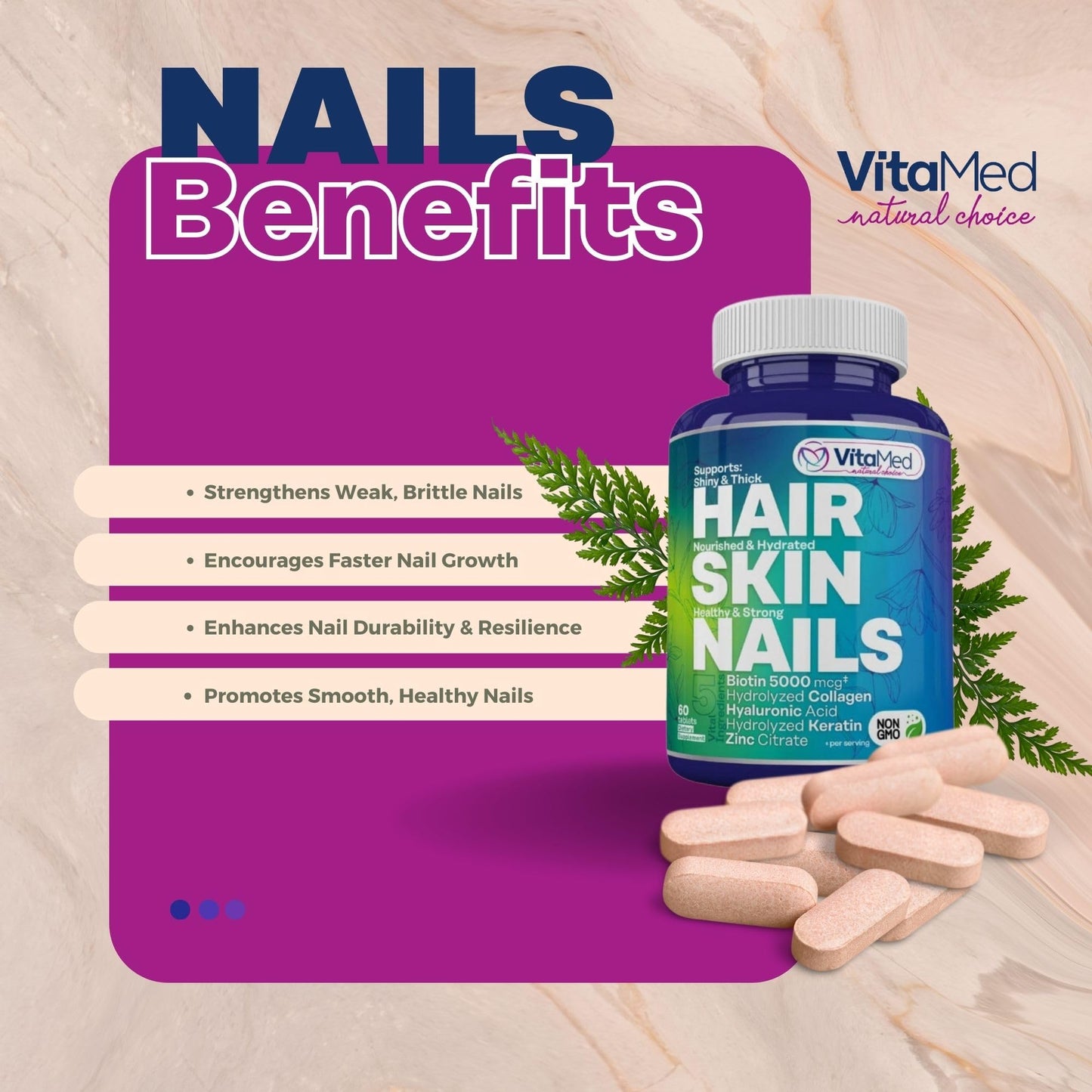 VitaMed Hair Skin and Nails Vitamins Tablet, 60 Tablets
