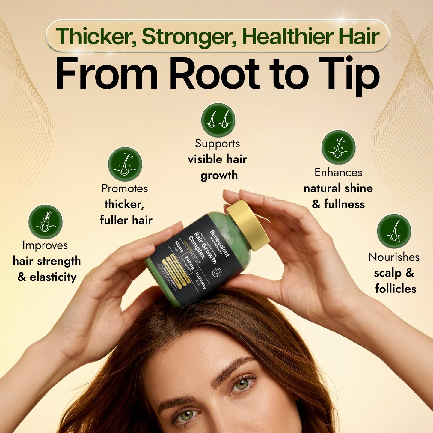 Benevolent Nourishment Lustriva Hair Growth Supplement Capsule, 90 Count