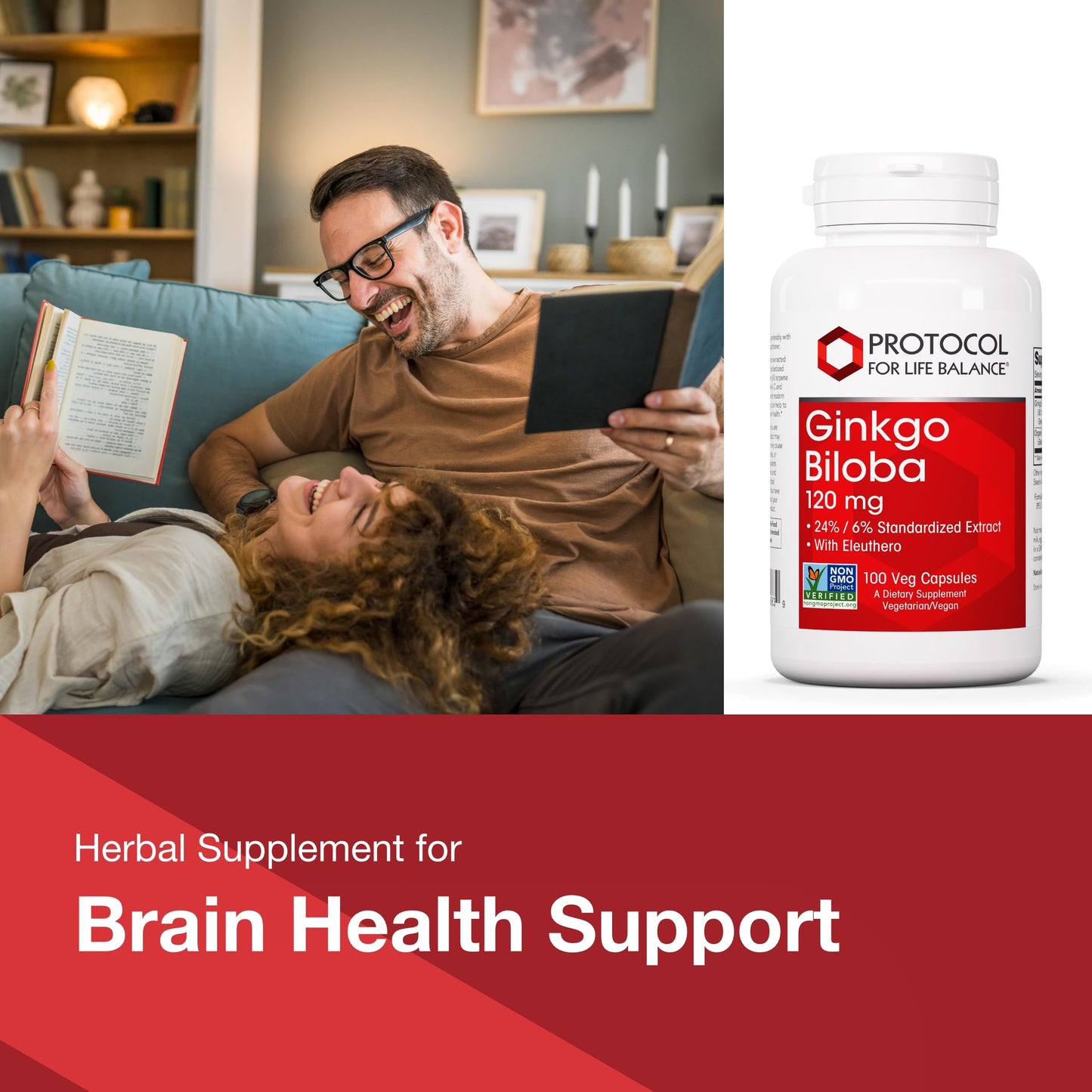 Protocol for Life Balance Ginkgo Biloba 120mg Brain Health Capsules 100