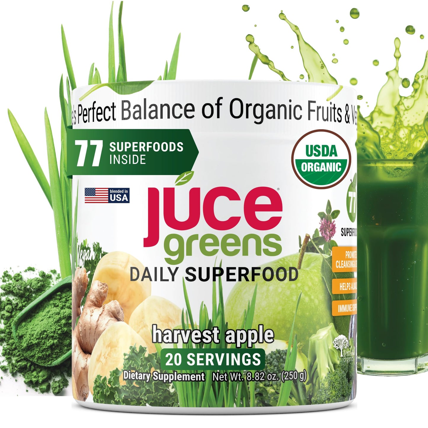 Terra Kai Organics JUCE Green Superfood Powder, 8.82 oz