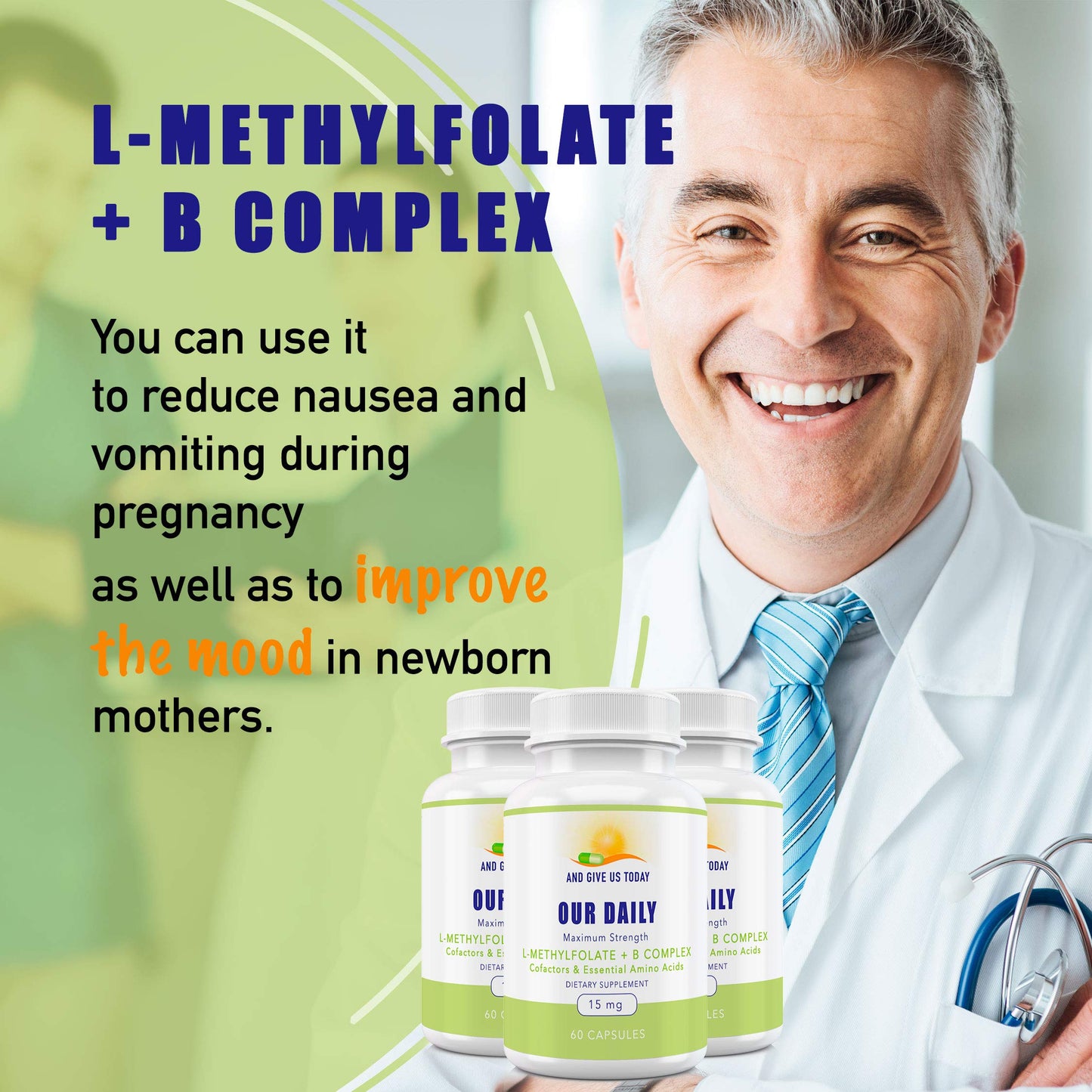 AND GIVE US TODAY OUR DAILY Our Daily Vites L-Methylfolate B Complex Cofactors & Essential Amino Acids (15mg) - Active Folate, Methylated B12 Methylcobalamin, B6 and Glycine, 60 Capsules